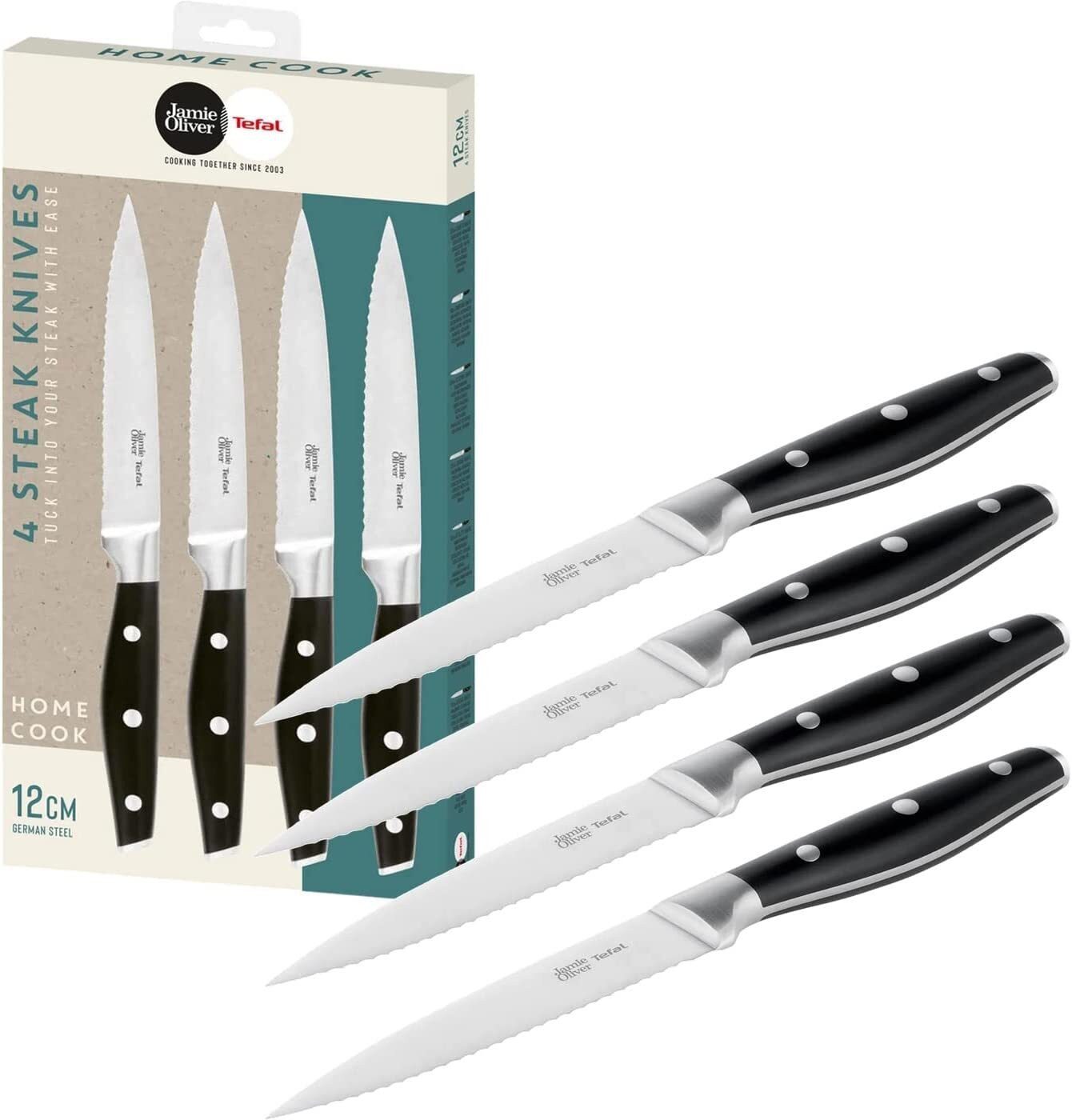Tefal Steakmesser Steakbesteck K232S4 Ice Force (4 Stück), 12cm Klinge geriffelt