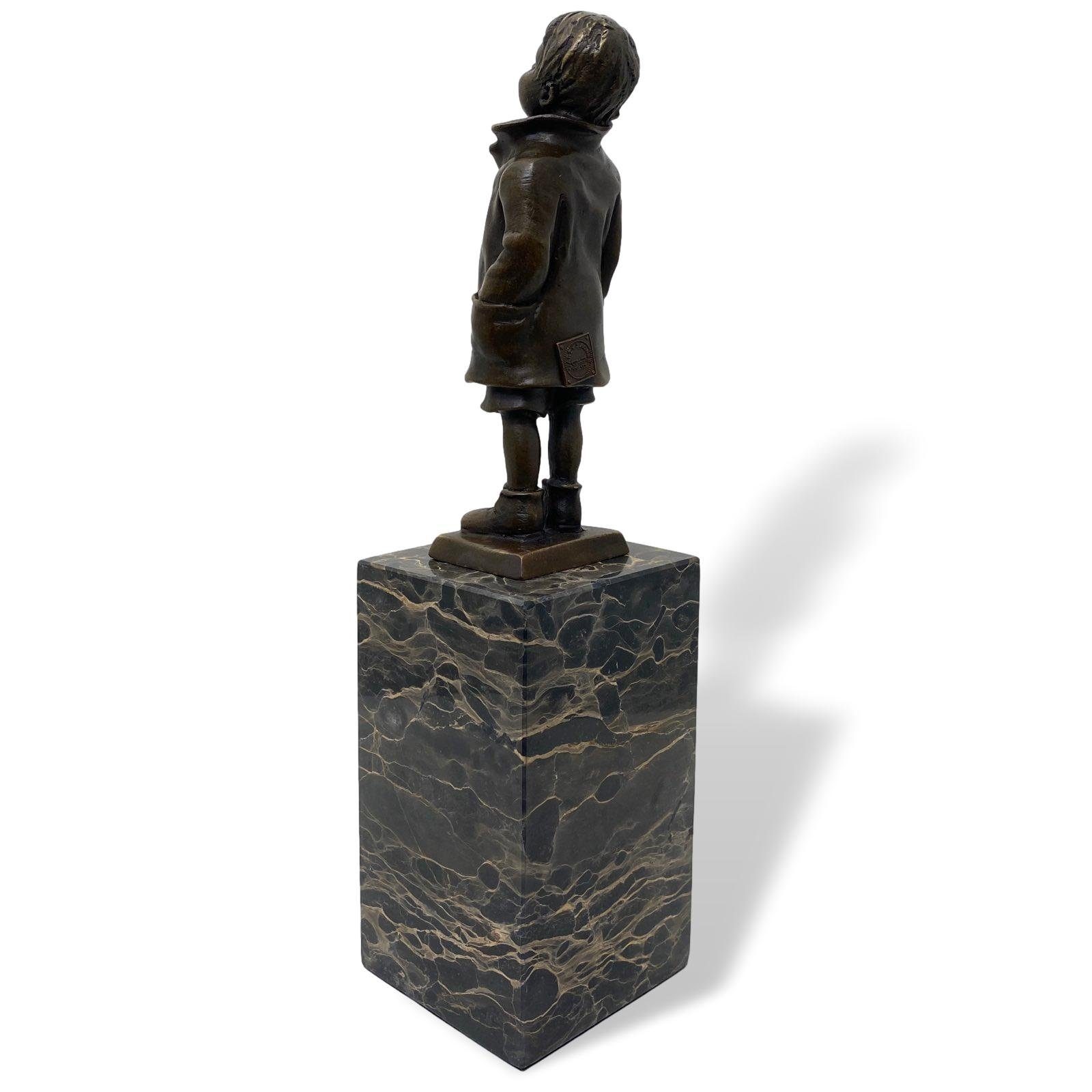 Aubaho Skulptur Bronzeskulptur Bronzefigur Antik-Sti Statue im 28cm Bronze Figur Junge