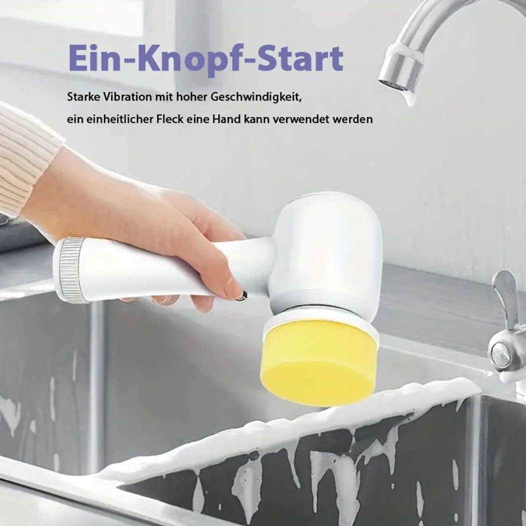 Elektrische handgeführte Reinigungsbürste, Küchenreinigung Elektro-Oberflächenbürste TUABUR Weiß
