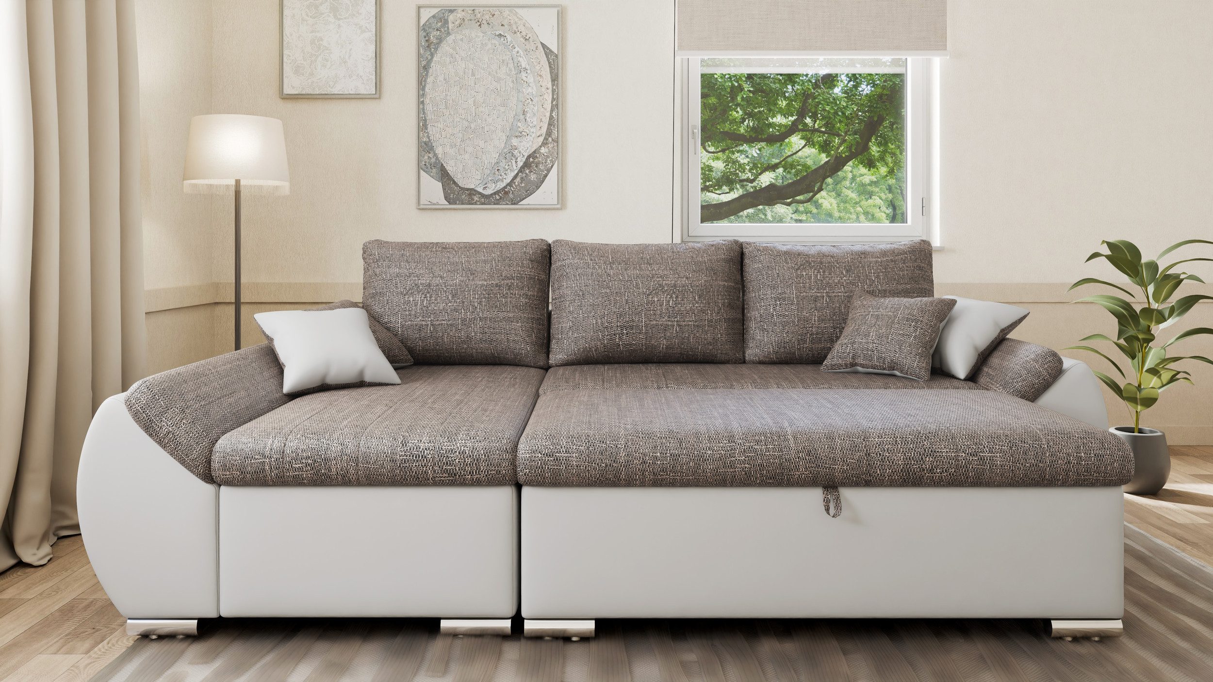 MOEBLO Ecksofa ALEX, L-Form mit Hocker günstig online kaufen