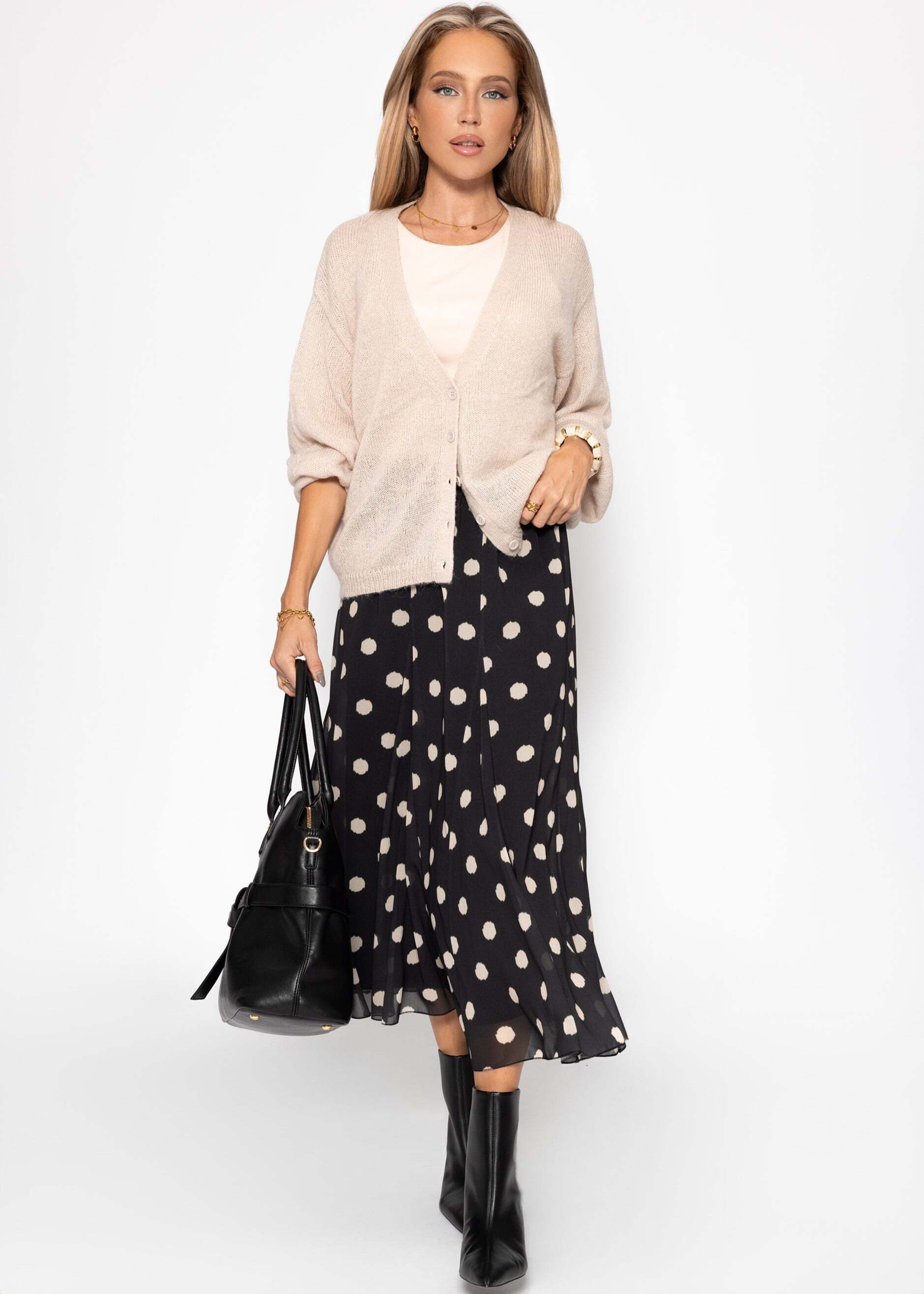 SASSYCLASSY Midirock Langer Chiffon Rock für Damen Maxi Rock mit fließendem Schnitt und Futter aus Viskose Jersey