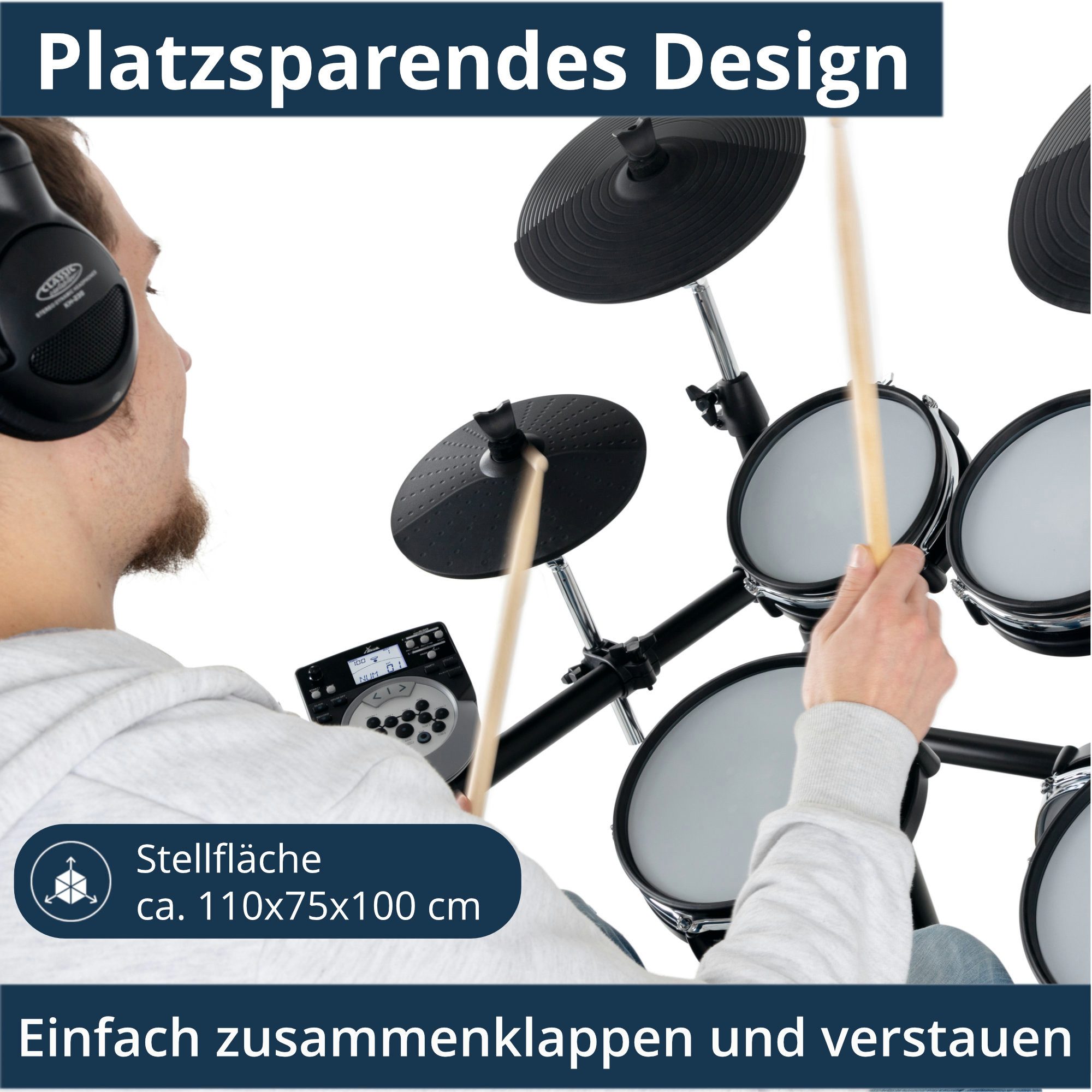XDrum E-Drum DD-530 E-Drum mit Mesh Heads, 10-St., USB MIDI, 45 Drumkits, 400 Sounds und Lernmodus