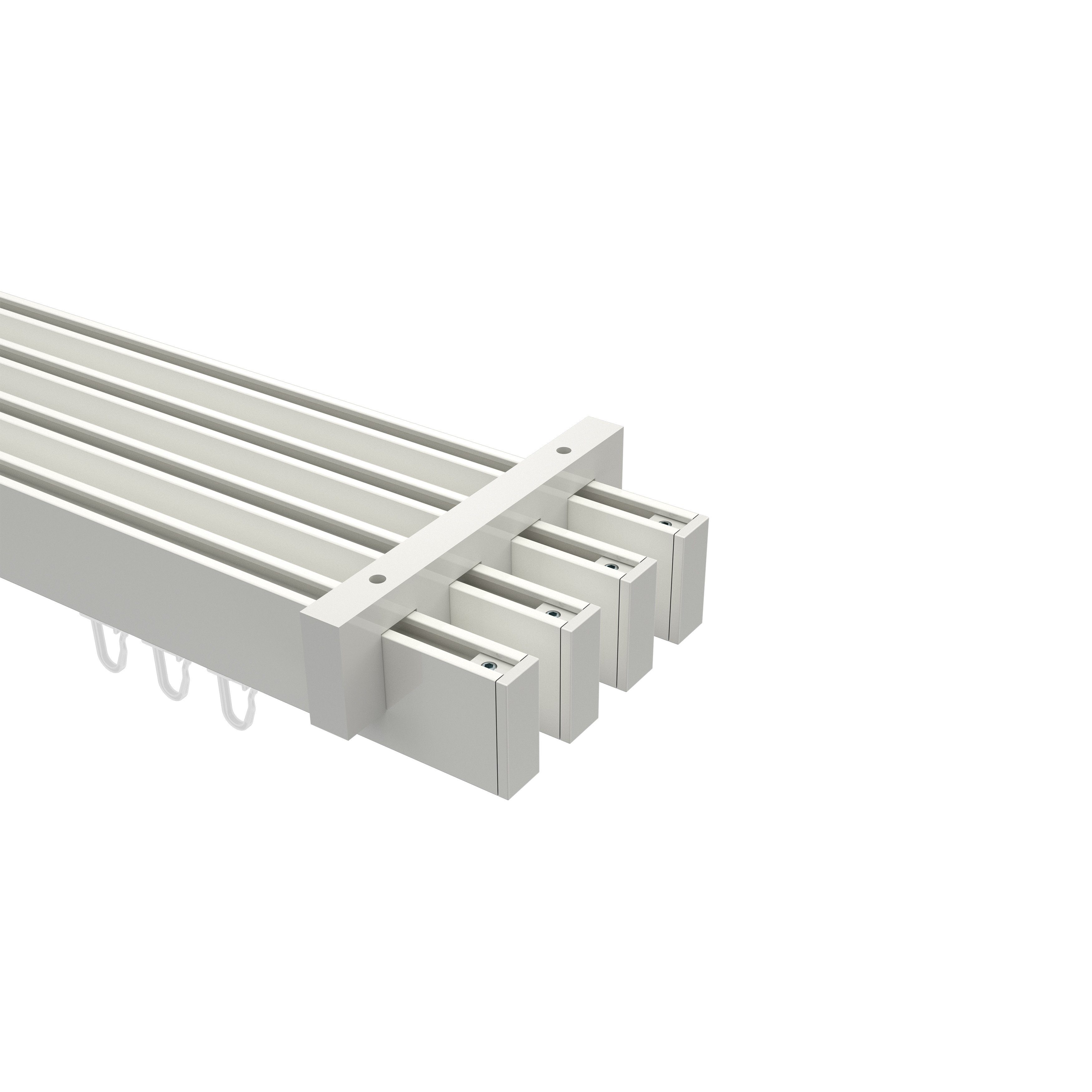 Gardinenstange Smartline Paxo, INTERDECO, 4-läufig, 14x35 mm, eckig, Deckenmontage, Weiß