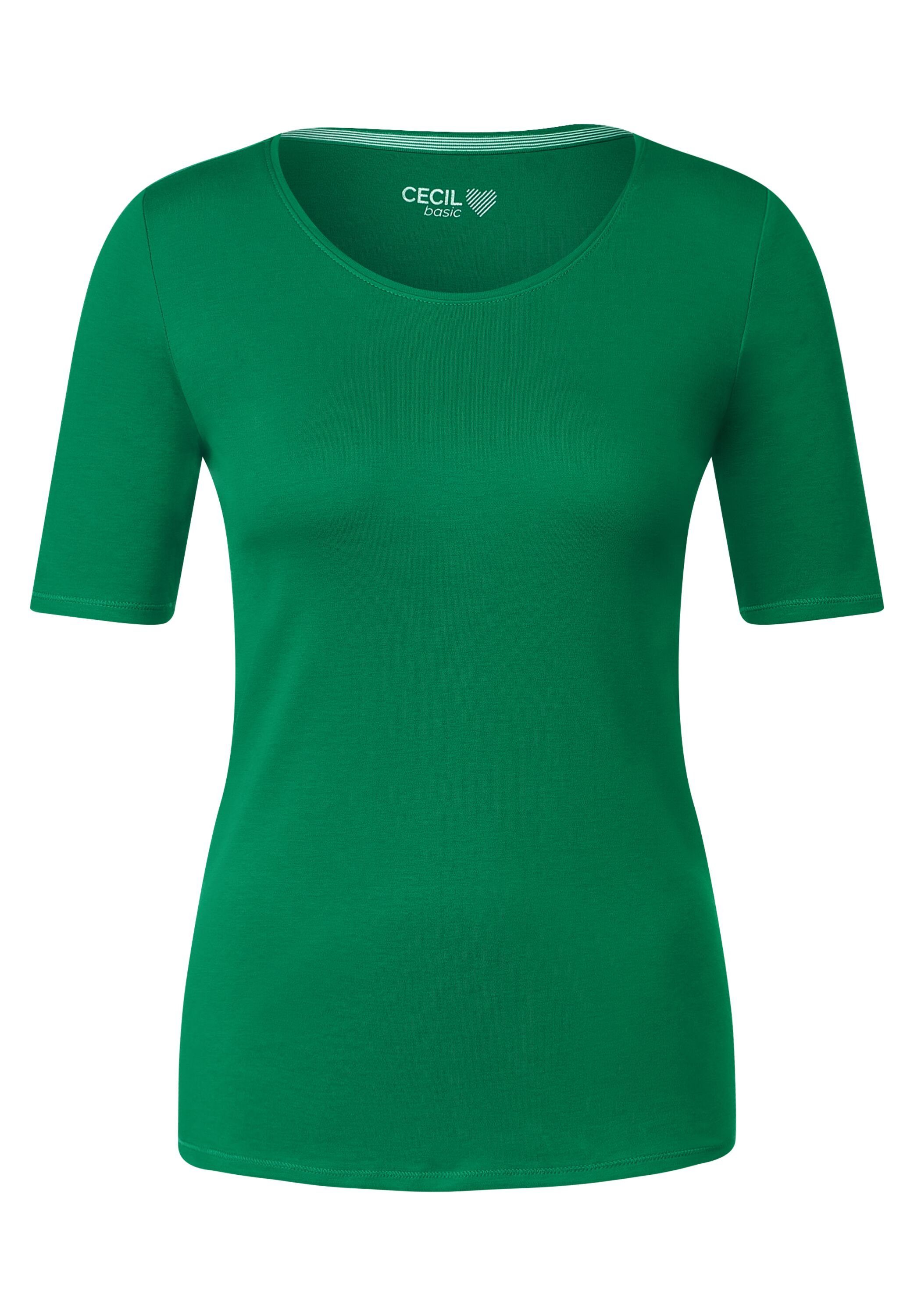 in green Unifarbe T-Shirt easy Cecil