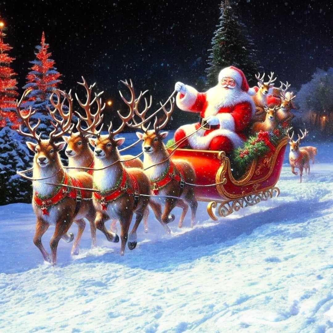 Malen nach Zahlen BASTELIDEE 5d Diamond Painting Set Motiv Weihnachtsmann on Tour