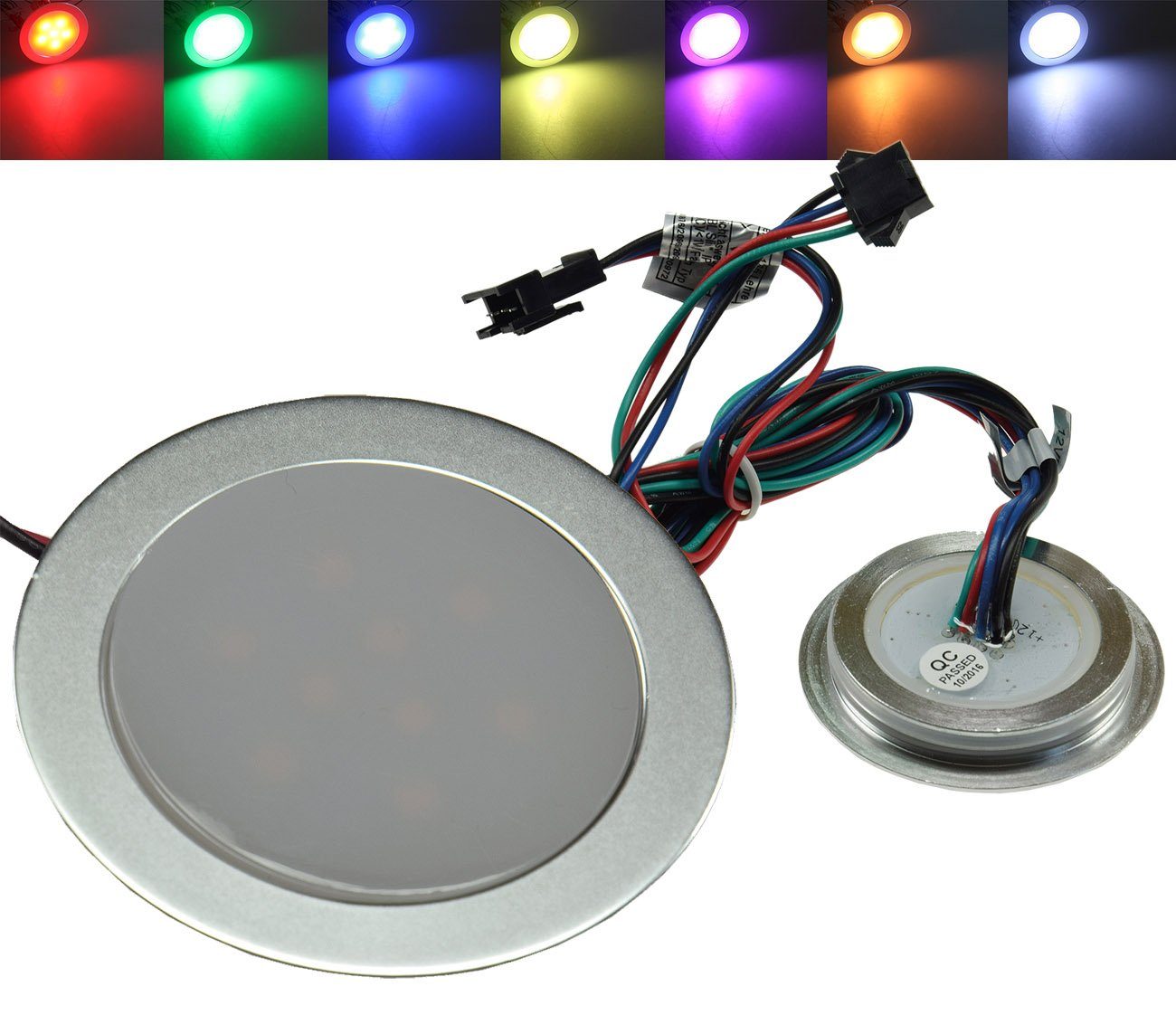 ChiliTec Deckenleuchten LED Einbauleuchte "EBL Slim RGB" IP67, 3 RGB LEDs, Alu matt, Ø55mm
