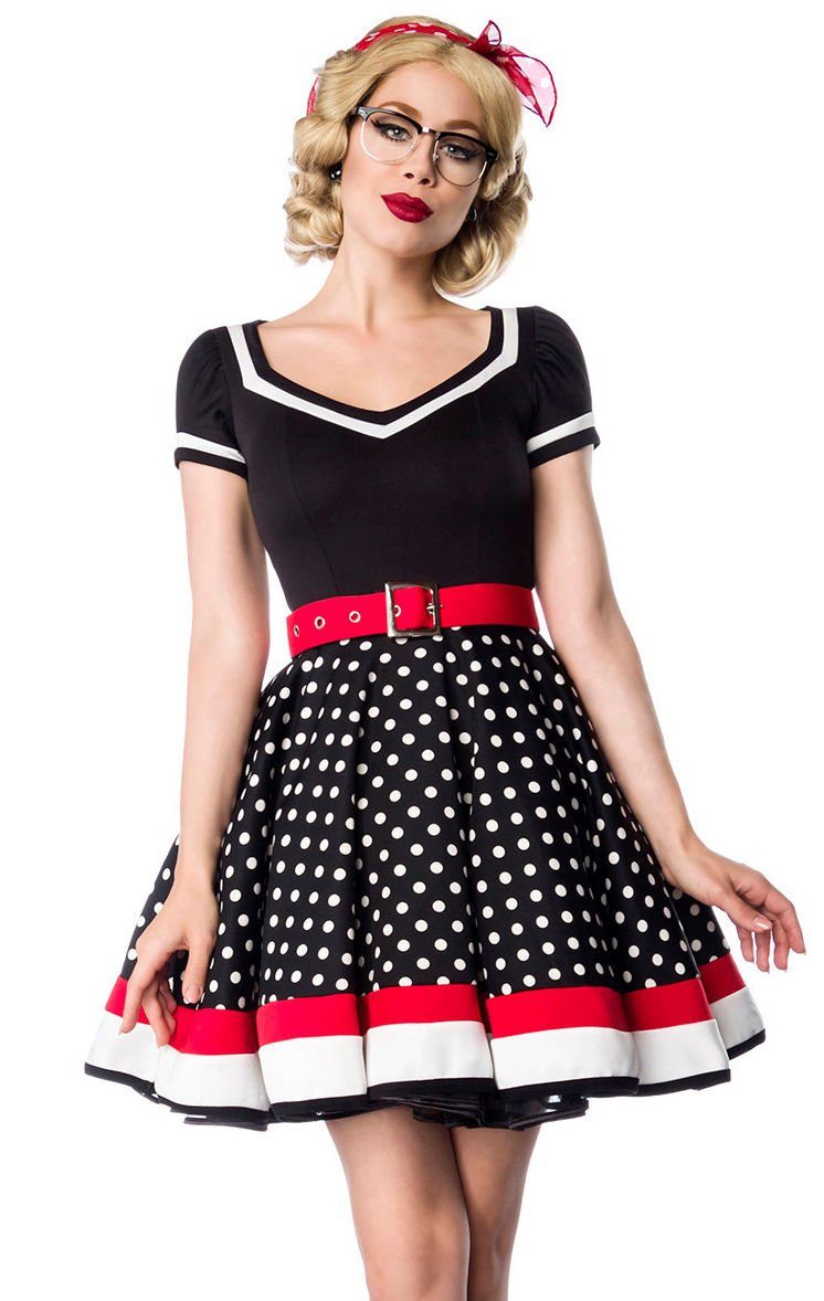 BELSIRA A-Linien-Kleid 50er Jahre Pin Up Rockabilly Kleid Jersey Tanzkleid Retrokleid Minikleid