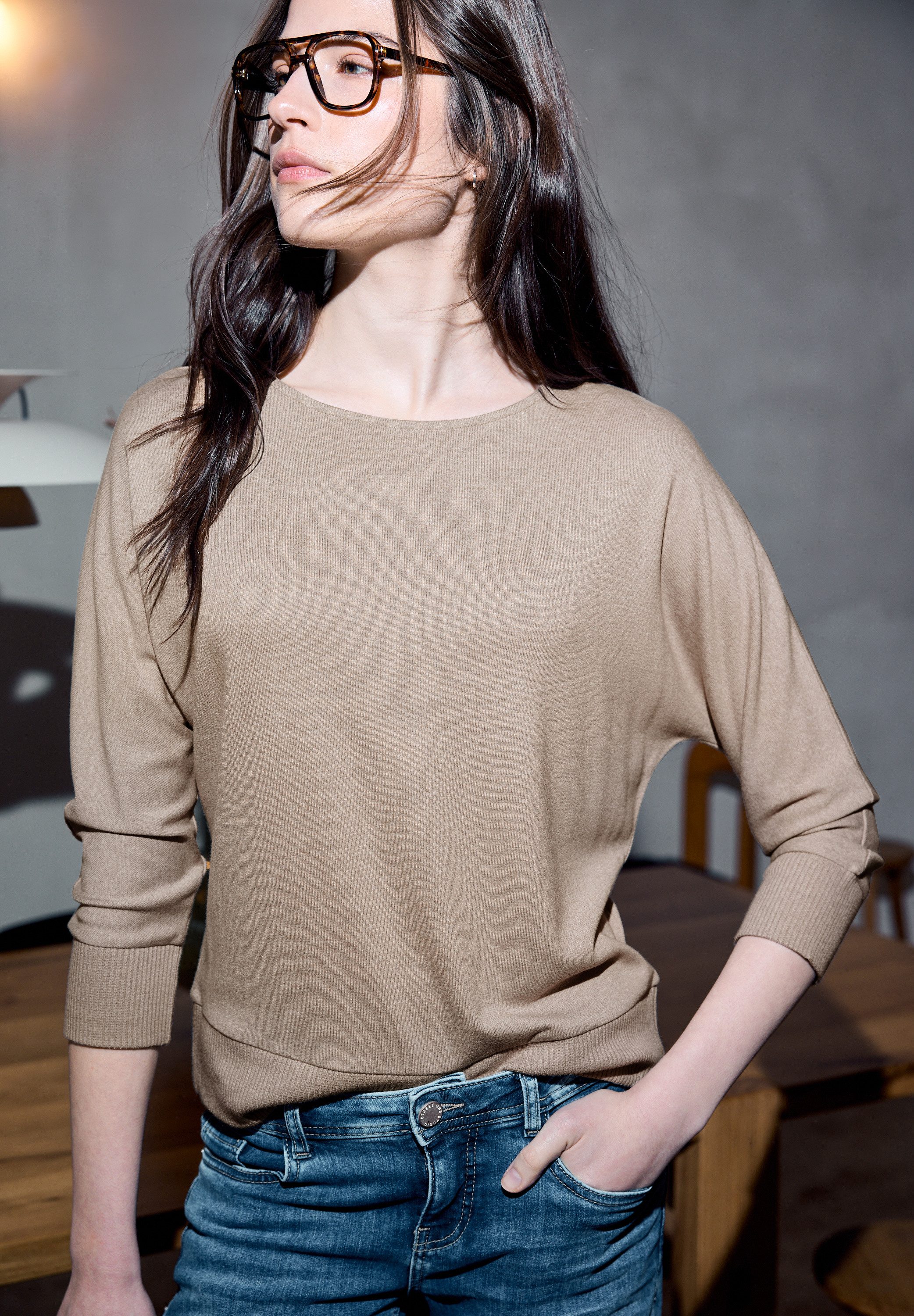 STREET ONE STUDIO 3/4-Arm-Shirt mit U-Boot-Ausschnitt