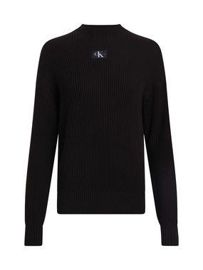 Calvin Klein Jeans Plus Stehkragenpullover PLUS WOVEN LABEL LOOSE SWEATER in Großen Größen und mit Logopatch