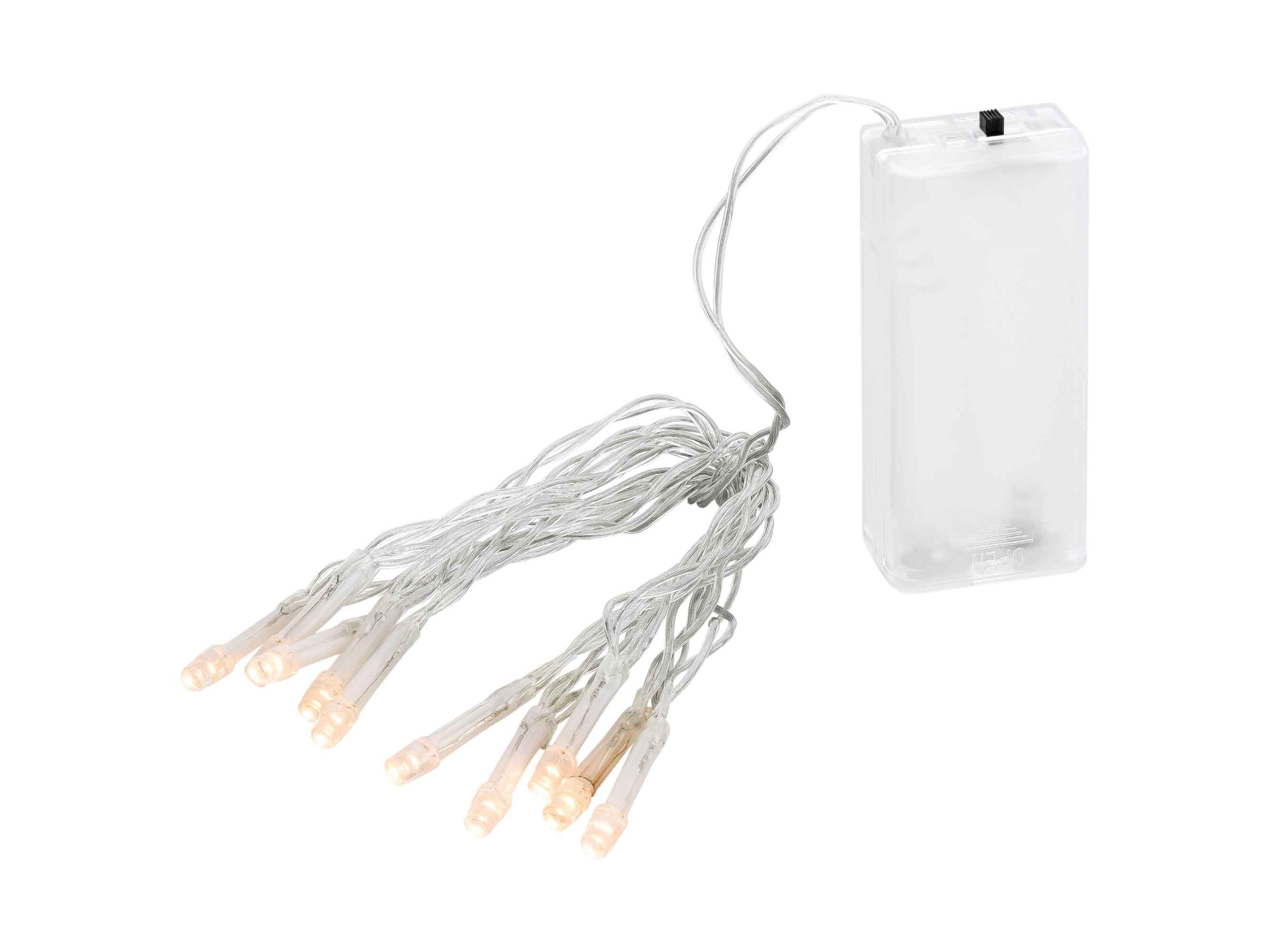 Linder Exclusiv GmbH LED-Lichterkette, Batterie 10 LEDs warmweiß 1,35m Innen transparent