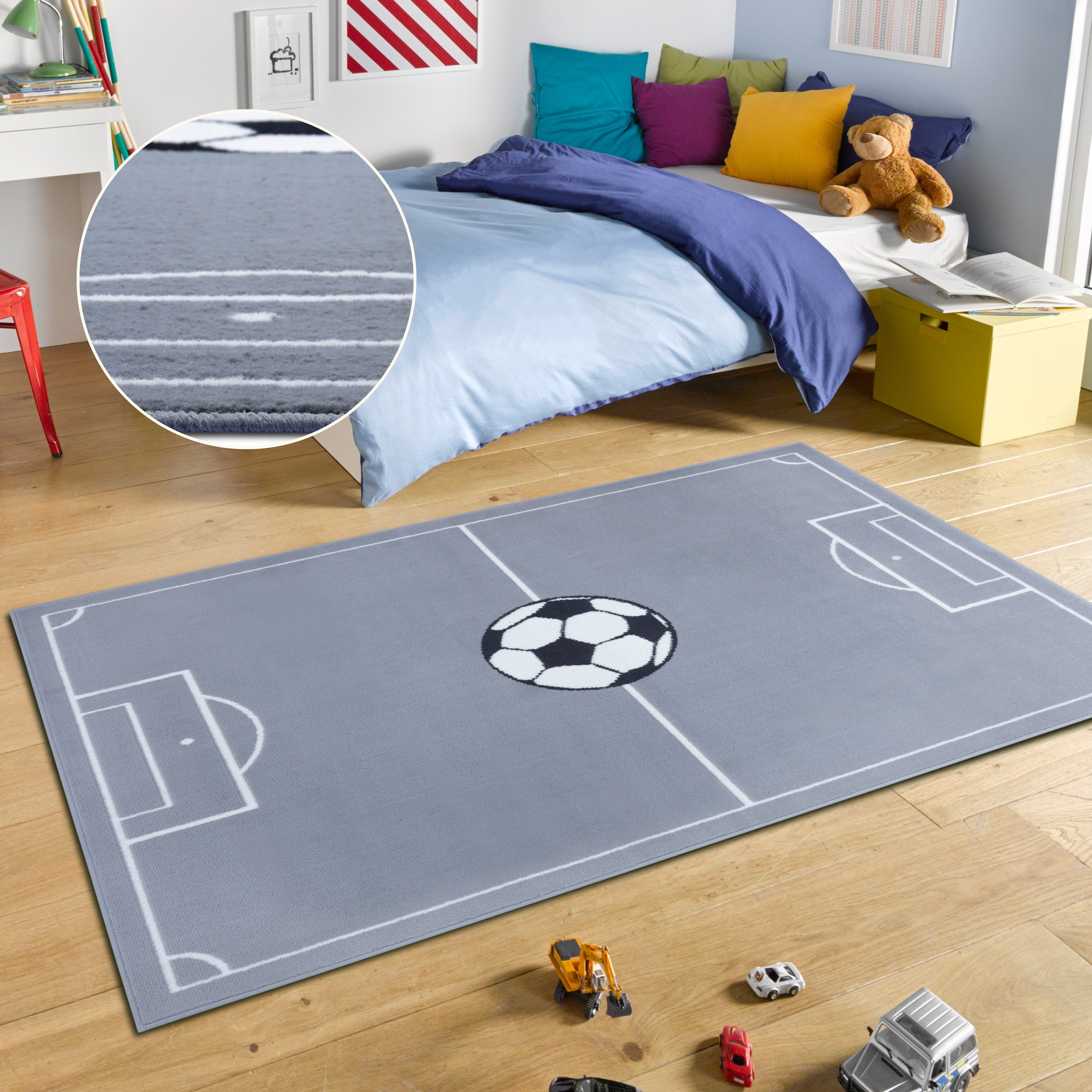 HANSE Home Teppich Estadio, rechteckig, Höhe: 8 mm, Kinderteppich, Spielteppich, Spielunterlage, Fußball, Kinderzimmer