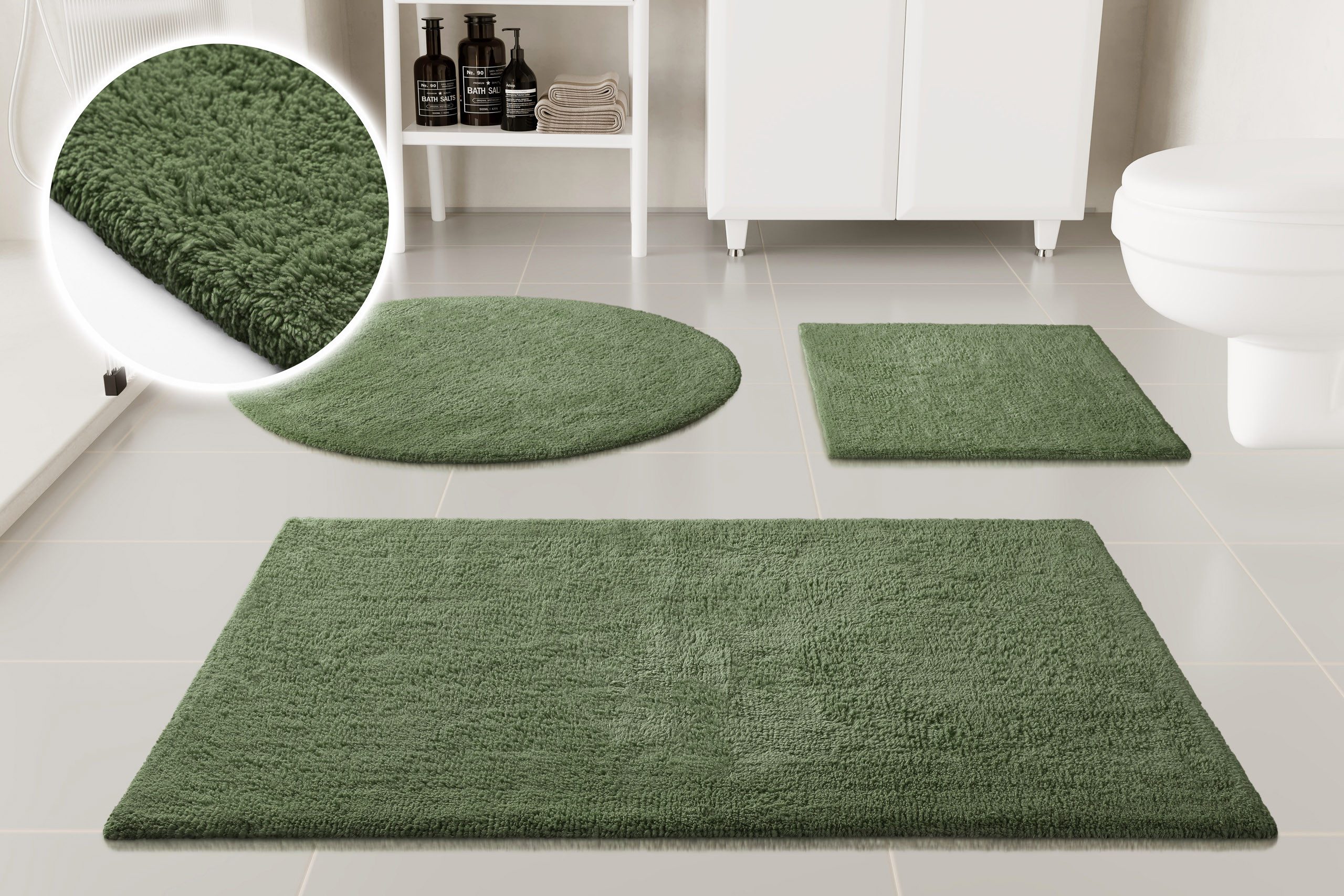 OTTO home Badematte Selenne, Höhe 20 mm, rutschhemmend beschichtet, fußbodenheizungsgeeignet, Baumwolle, rechteckig, Badteppich, getuftet, modern, Uni, antirutsch, flauschig, Baumwolle