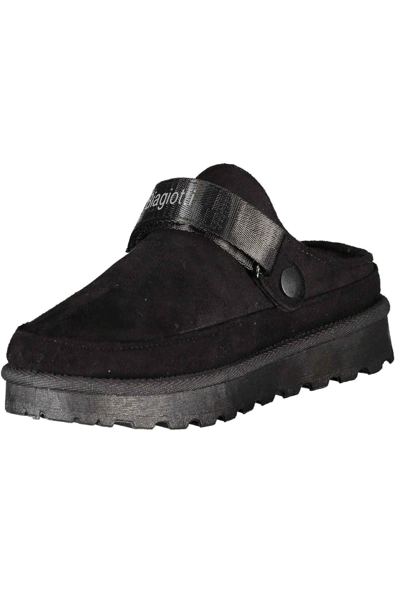 Laura Biagiotti Schlappen Damen Winter Clogs - Schwarze Sabots mit Fell und