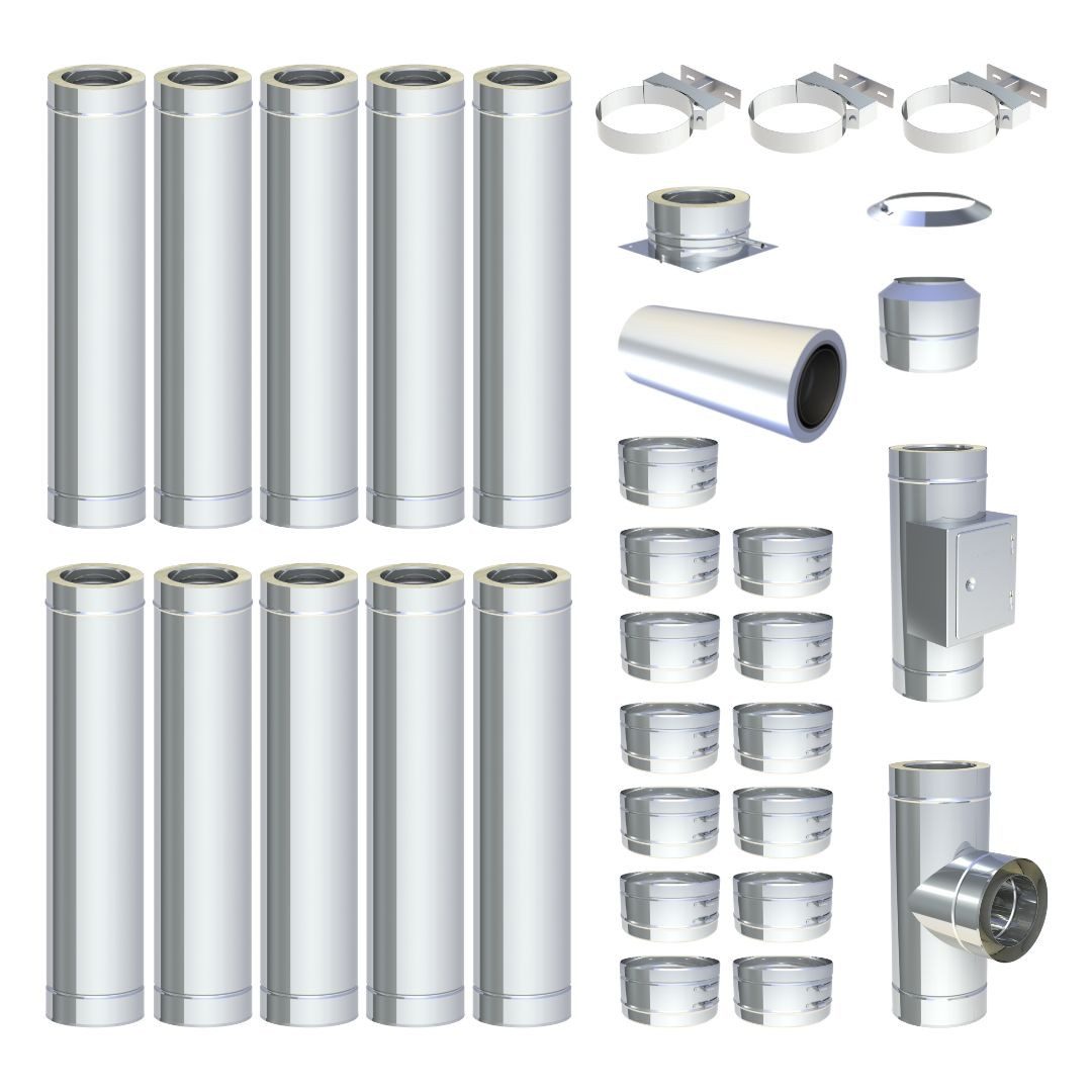 Jeremias Schornstein Ø180mm 10 m DW FU DW Schornsteinset Bodenmontage HG, Ø 180 mm