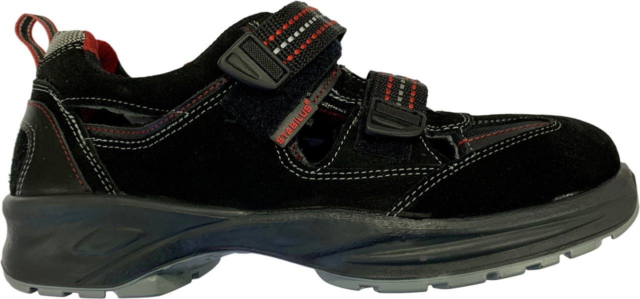 CAR-MEL shoes Stabilus Sicherheitssandale Stefan S1 schwarz-rot Sicherheitsschuh