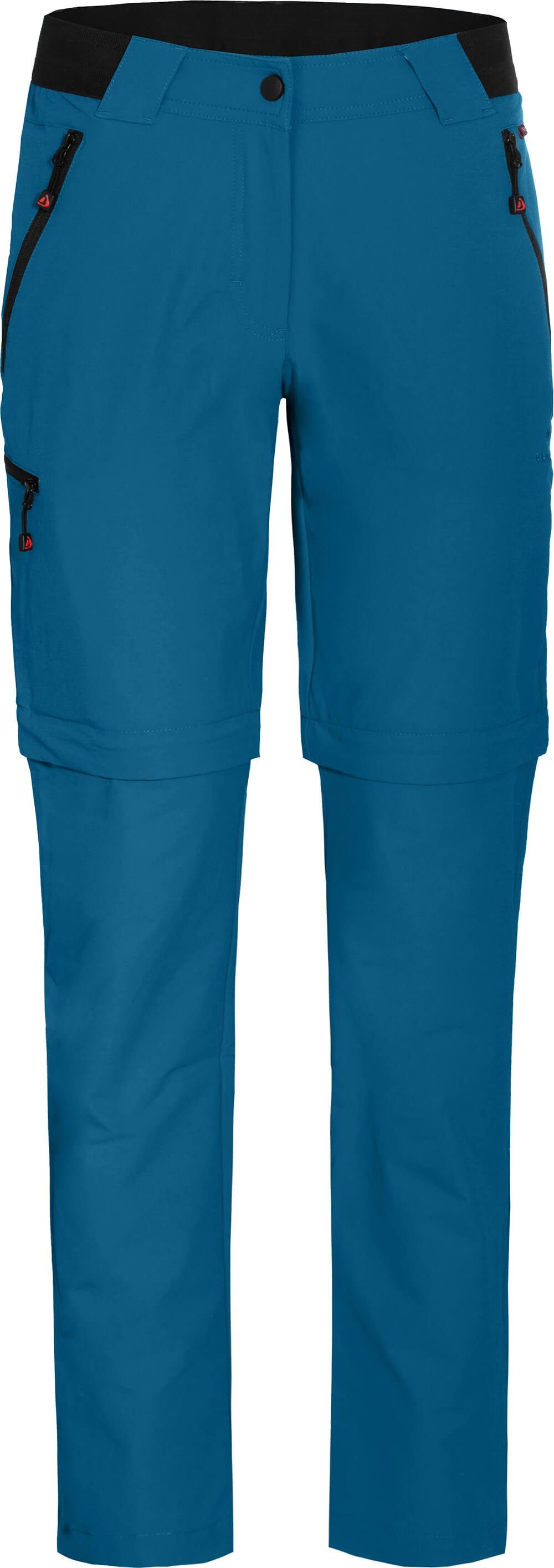 Bergson Zip-off-Hose VIDAA COMFORT Zipp-Off Damen Wanderhose, leicht, strapazierfähig, Kurzgrößen, Saphir blau