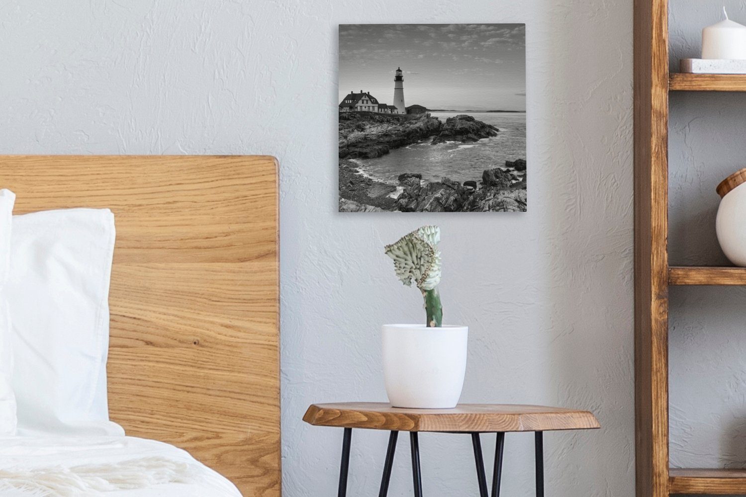 Leinwand Stein - Wohnzimmer Bilder Leuchtturm, Schlafzimmer St), für - Meer (1 Leinwandbild OneMillionCanvasses®