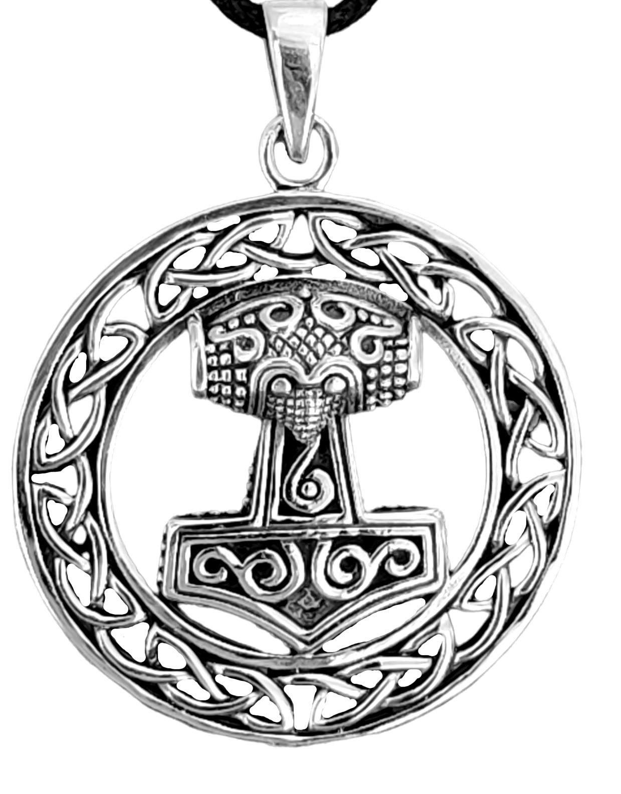 Kettenanhänger Thorshammer Anhänger 925 Silber Thor Hammer Keltenknoten