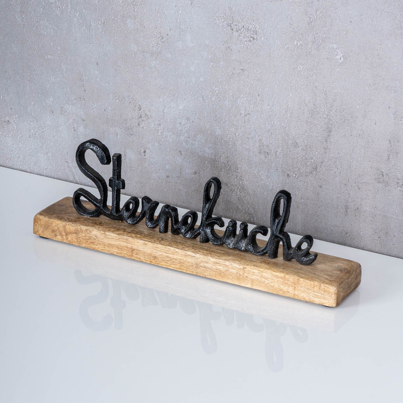 Schriftzug L30cm Mango Holz Metall Schwarz Levandeo® Sterneküche Tischdeko Deko-Schriftzug,