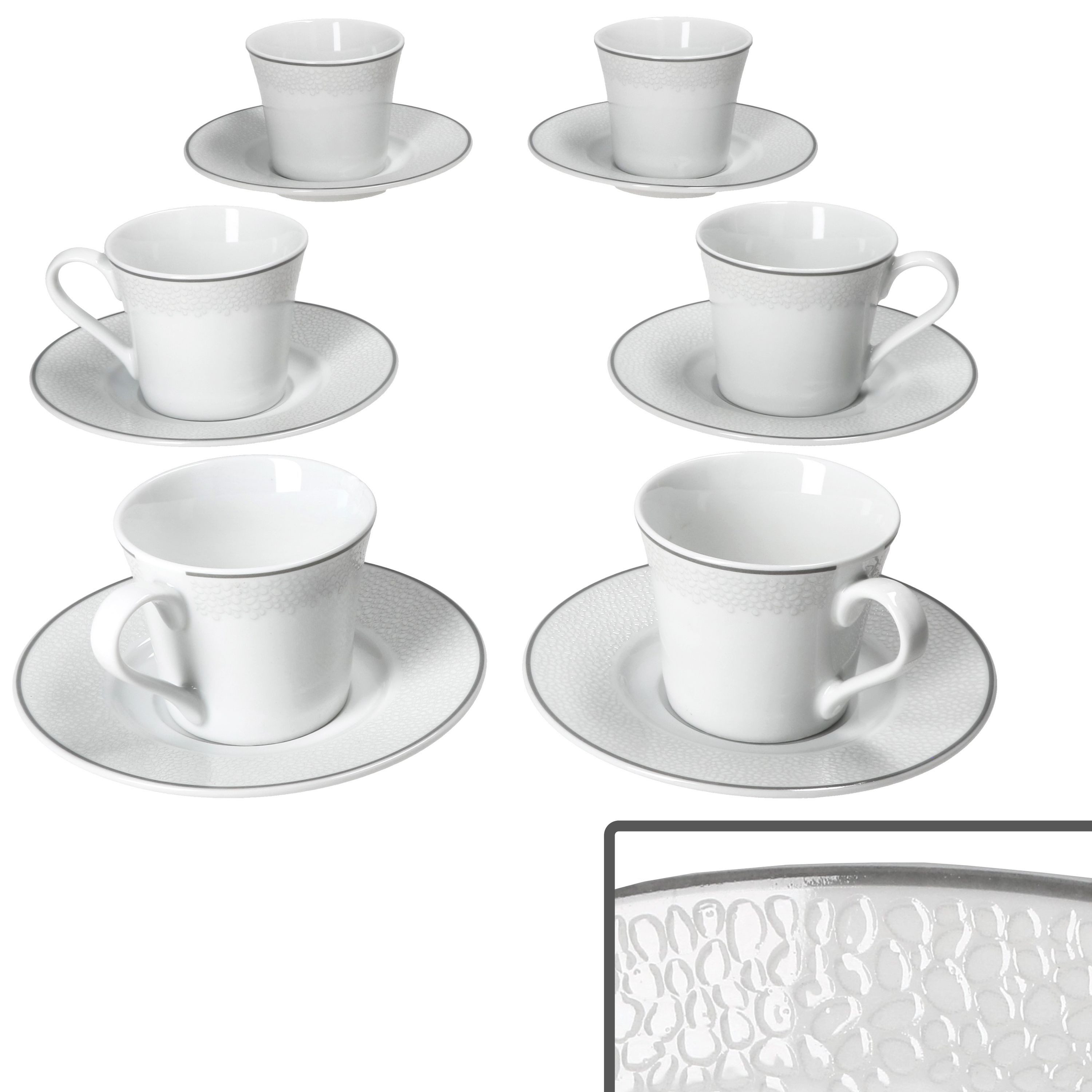 Ritzenhoff & Breker Tasse Ritzenhoff Venezia Espressotasse + Untertasse für 6 Personen, Porzellan