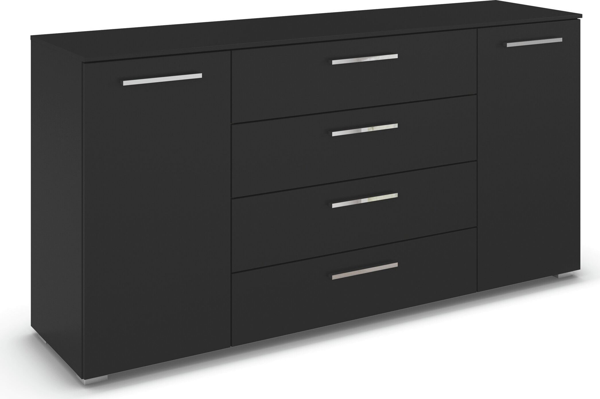 rauch Kombikommode Sideboard Schubkommode Kommode MONTCLAR Front Dekor/Hochglanz/Glas (Breite 160 / Höhe 81 cm, 2 Einlegeböden, inkl. Soft-Close-Funktion), 2-türig, 4 geräumige Schubladen, viele Griffvarianten MADE IN GERMANY