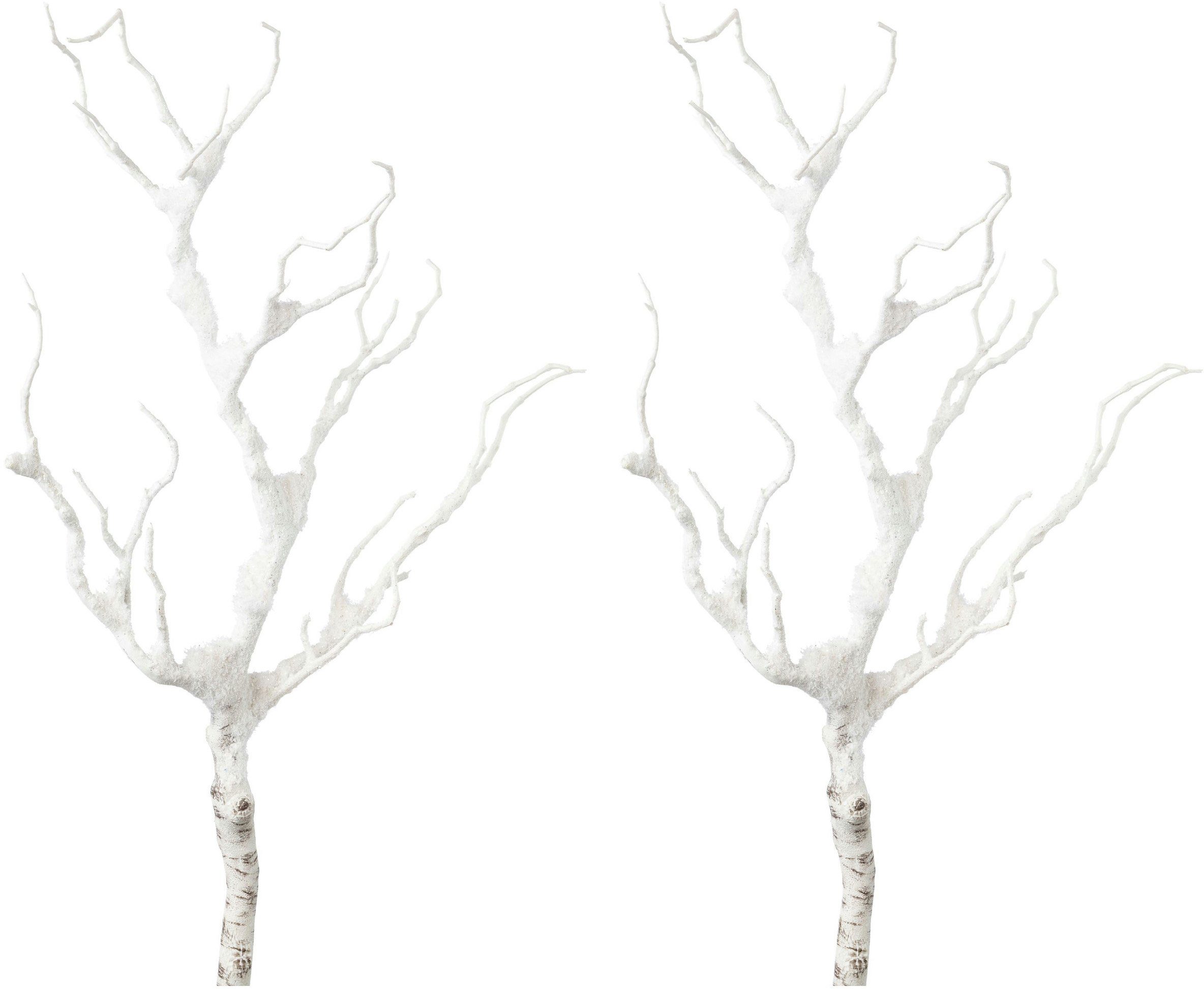 Winterliche Kunstpflanze Weihnachtsdeko Deko-Ast 65 cm, bedeckt, green, Schnee künstlichem 2er-Set Creativ Höhe Zweig, mit