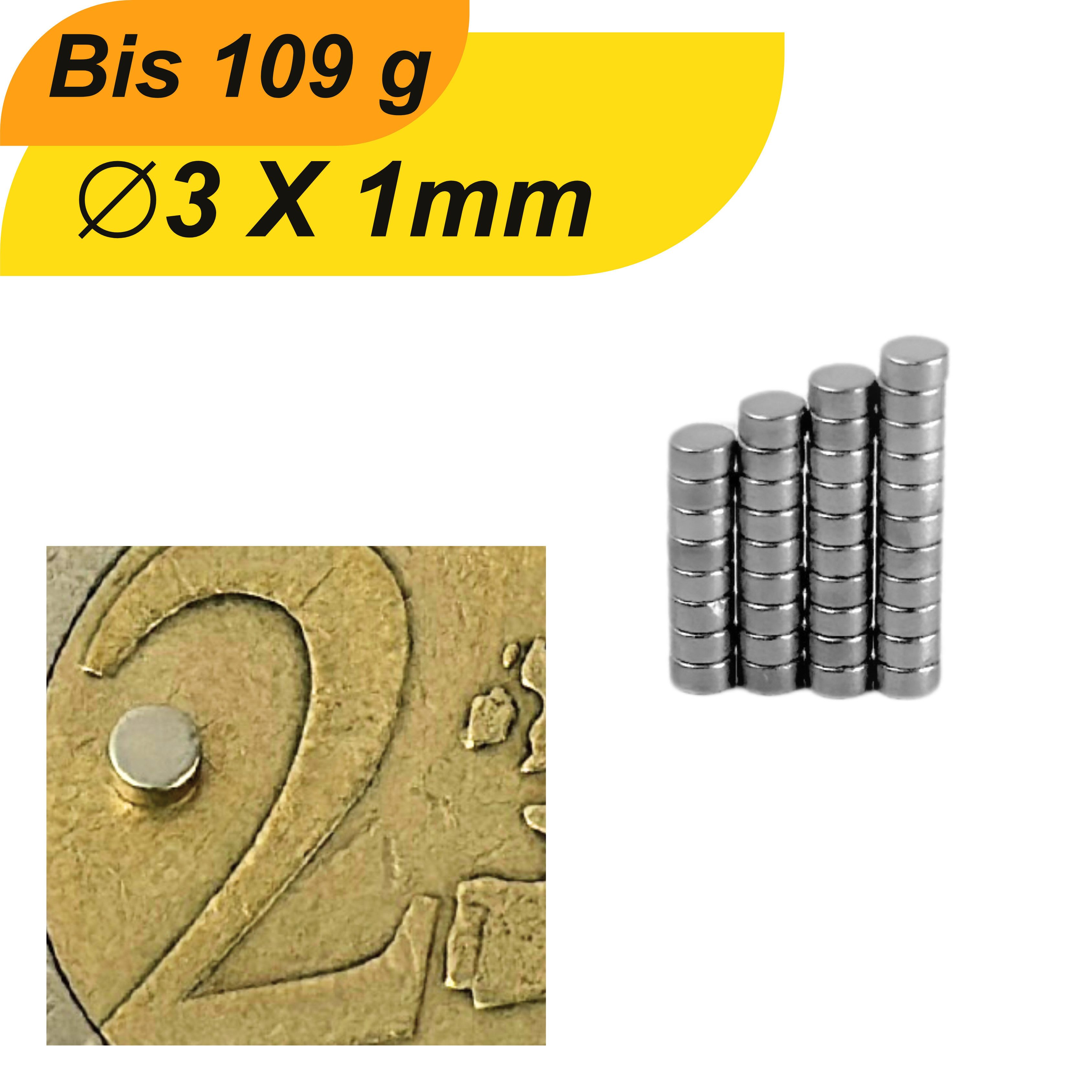 Magnet Neodym Magnet 3mm x 1mm Supermagnete hohe Haftkraft Scheibenmagnet