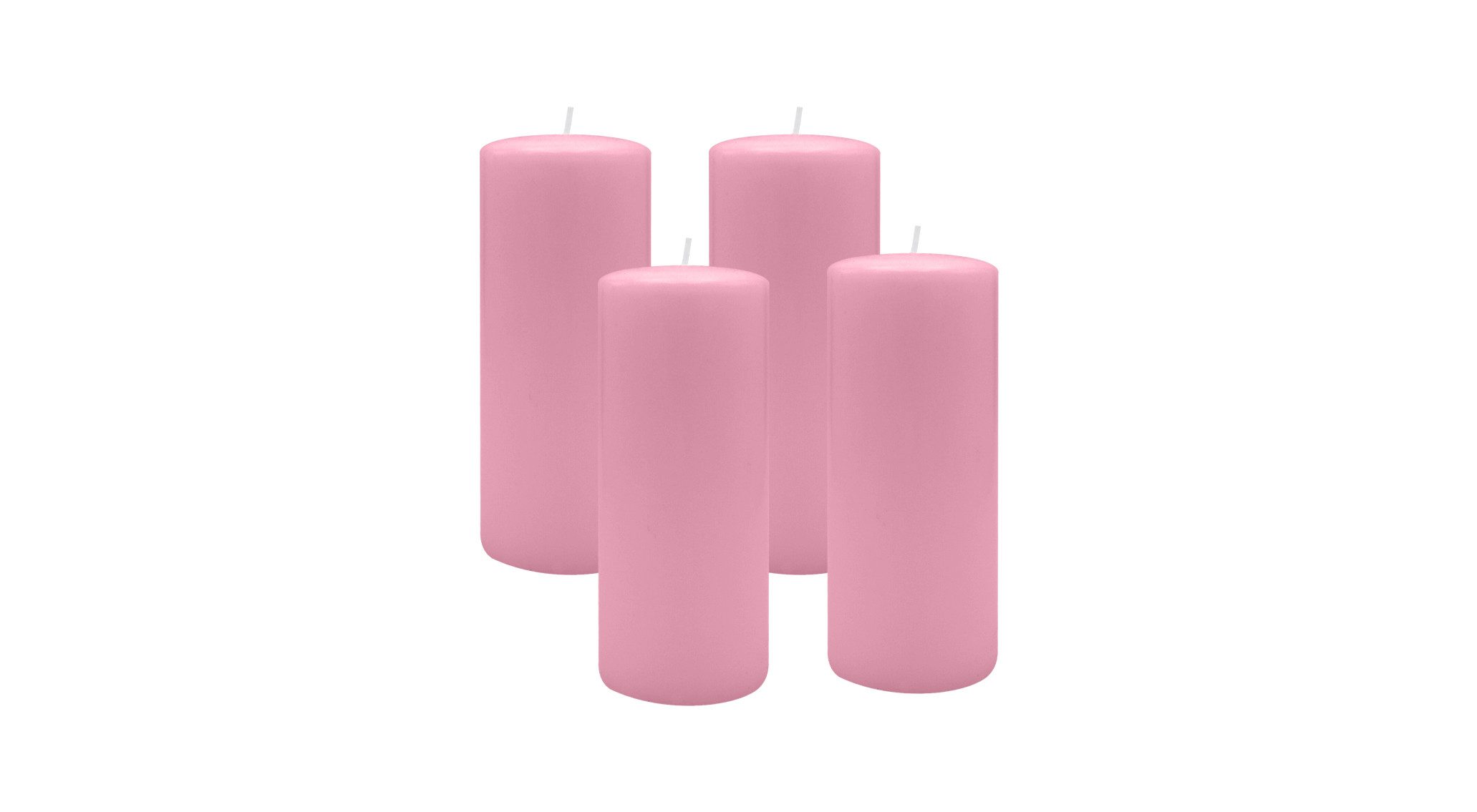Kopschitz Kerzen Stumpenkerze 4er Set Stumpenkerzen/Adventskranzkerzen Rosa Ø 60 x 200 mm