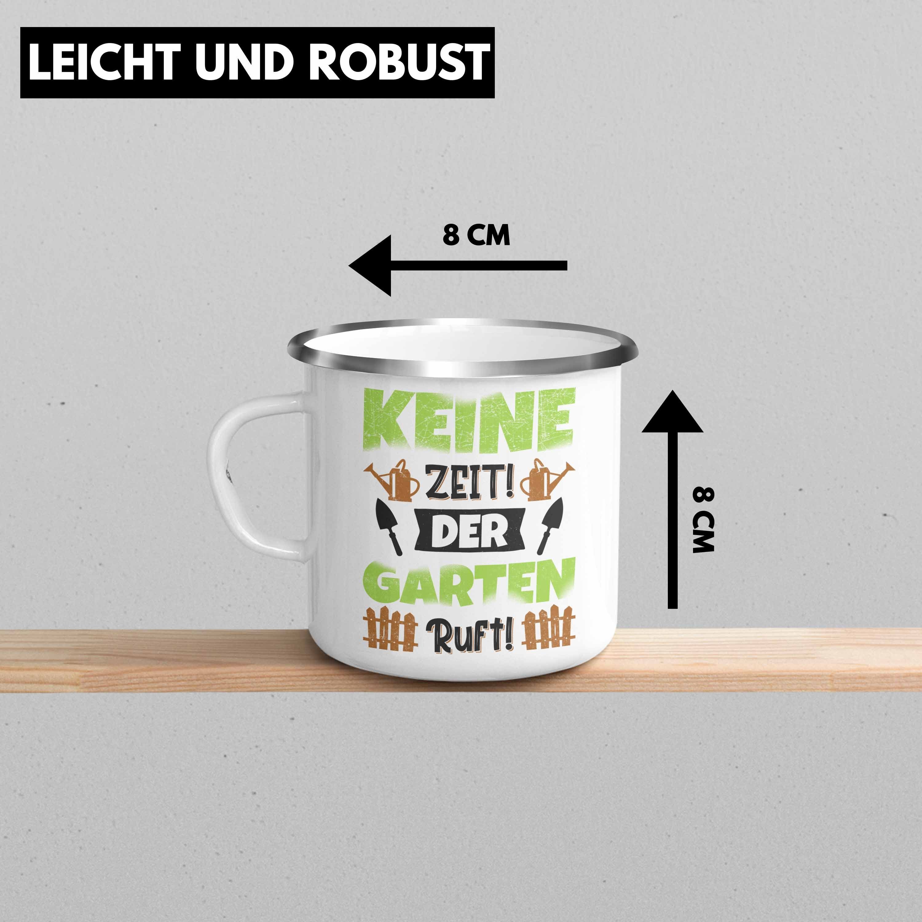 - Tasse Trendation Thermotasse Garten Trendation Emaille KaffeeEmaille Spruch für Geschenk Becher Tasse Gärtner Garten Silber Hobbygärtner