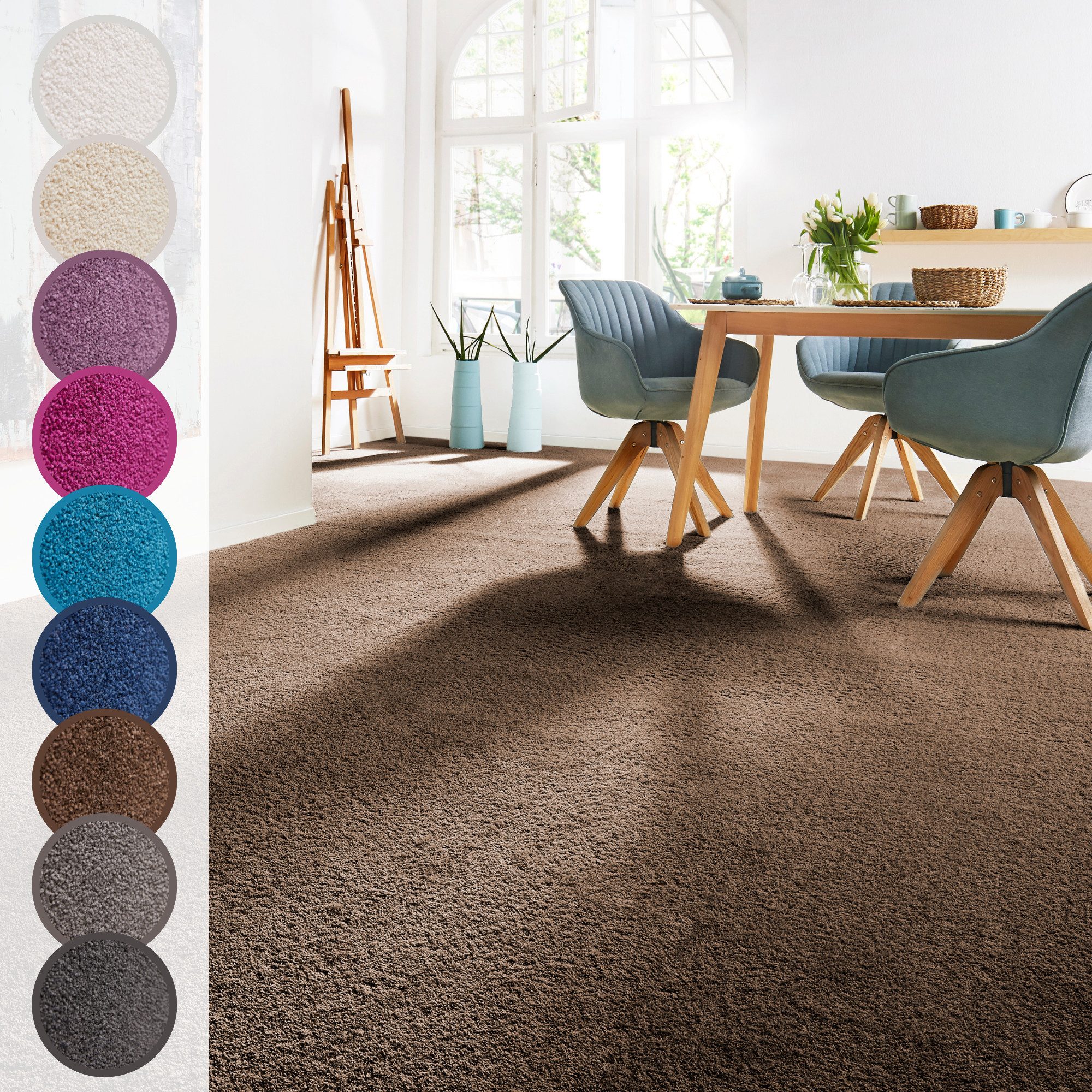 Andiamo Ковры Sophie, Frisee-Velours, Made in Netherlands, rechteckig, Höhe: 12 mm, Uni Farben, Breite 400 cm oder 500 cm, strapazierfähig & pflegeleicht