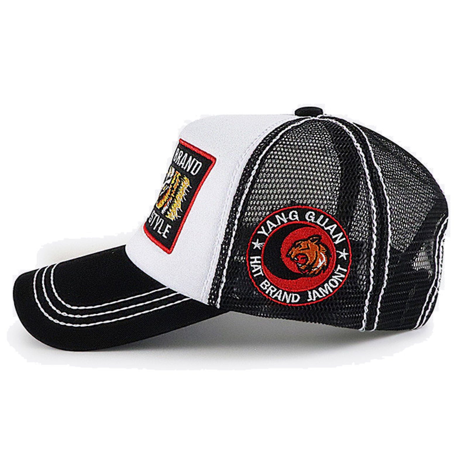 Sporty Trucker Cap Tiger Retro Trucker Mesh Cap Baseballcap seitlicher Patch