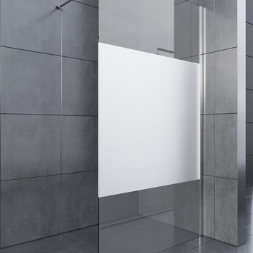 SONNI Walk-in-Dusche Walk in Duschwand Duschabtrennung, 8mm Einscheibensicherheitsglas mit Nano Beschichtung, teilsatiniert, Höhe 200cm, mit Stabilisator