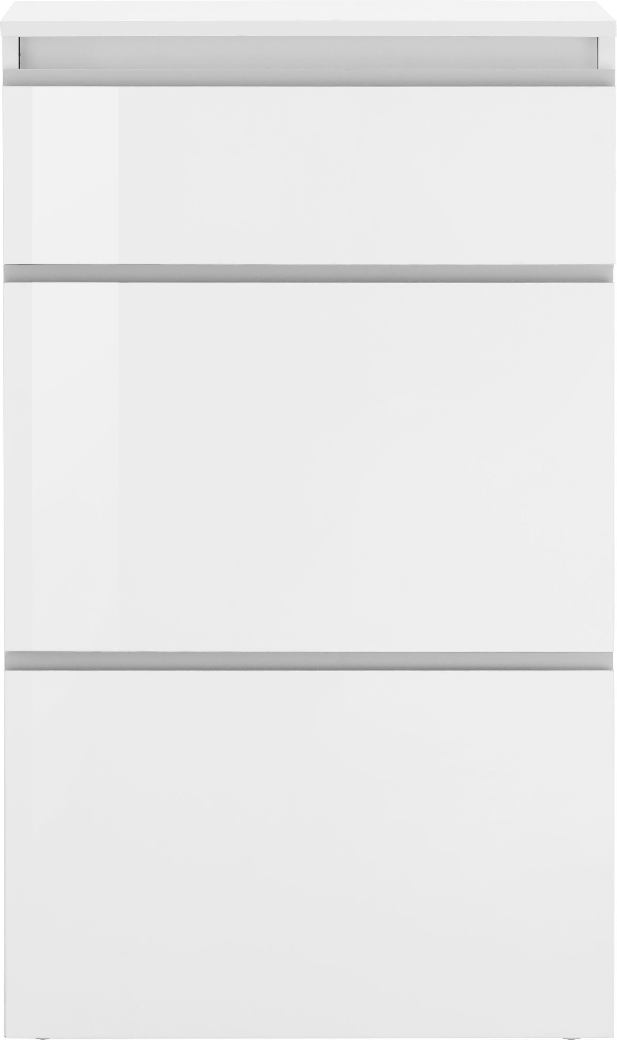 Home affaire Schuhschrank Magic Schuhschrank, Schuhkommode, Schuhregal, Schuhkipper, softgriff 3 Klappen, Doppelschuhtrommeln komplett Hochglanz lackiert Breite 60cm
