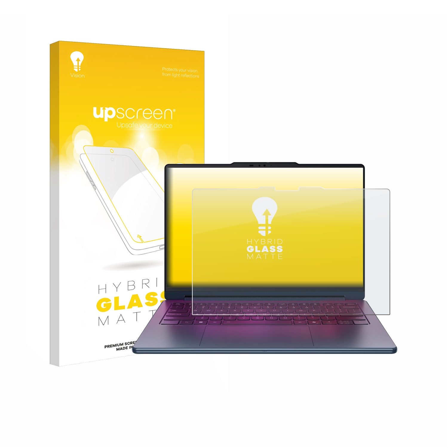 upscreen Displayschutzglas Folie für Lenovo Yoga 9i 2-in-1 Gen 11 Aura Edition 14", Schutzfolie Glas Panzer Display Schutz matt