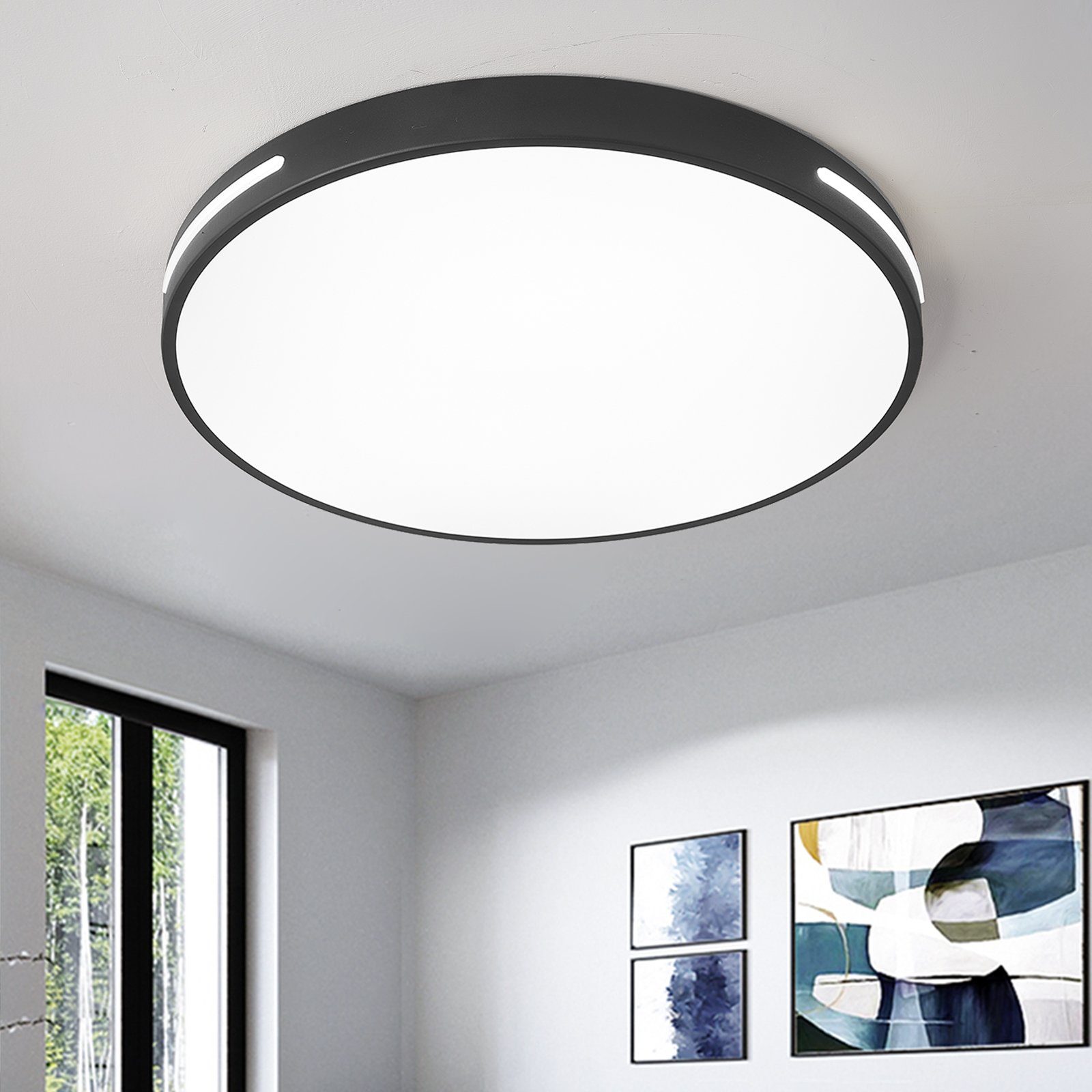 Natsen Deckenleuchte Runde LED Flache Deckenlampe, Dimmfunktion, 96W, Schwa günstig online kaufen