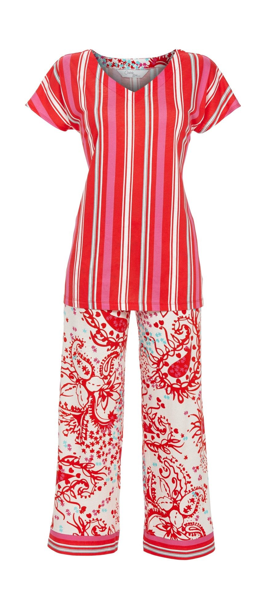 Pyjama - Schlafanzug im Mustermix mit 7/8 Culotte