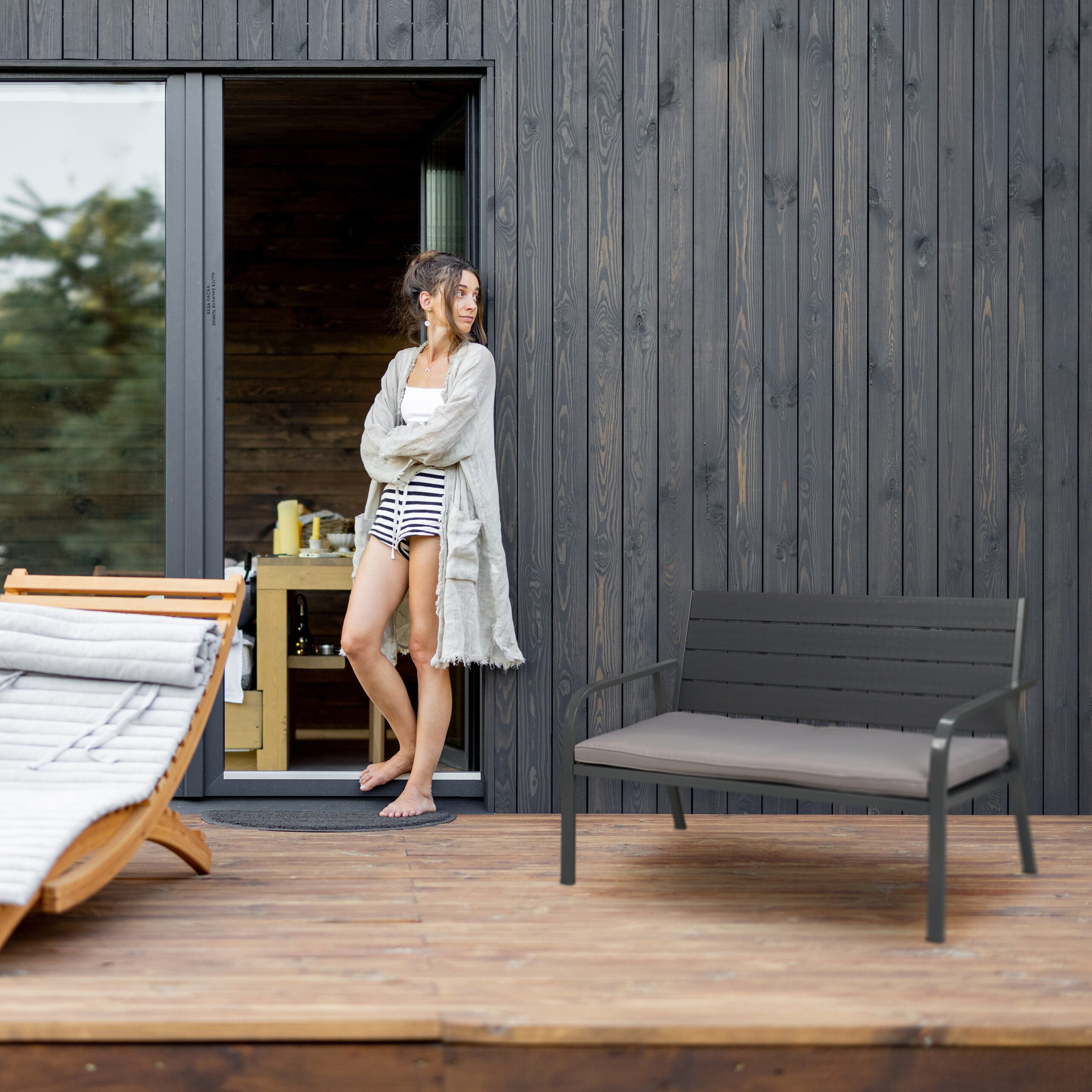 relaxdays Gartenbank mit Sitzauflage (1-St)