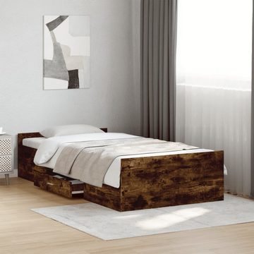 vidaXL Bett Bettgestell mit Schubladen Räuchereiche 90x200cm Holzwerkstoff