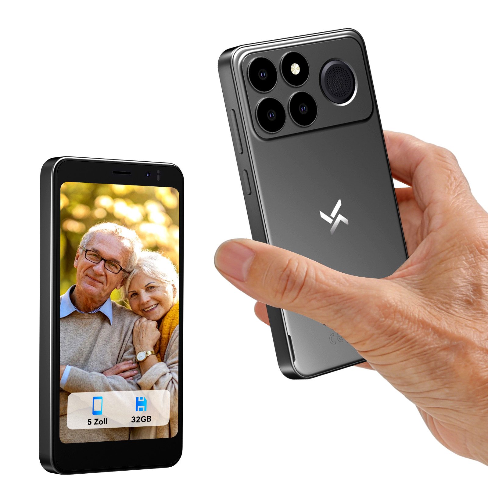 blackview NOTE 10 Kleinhandy Ohne Vertrag 5 Zoll, 9GB+32GB, Face ID Smartphone (5 Zoll, 32 GB Speicherplatz, 4G Dual SIM, Face ID, Bluetooth, Augenschutz, Für Senioren und Kinder)