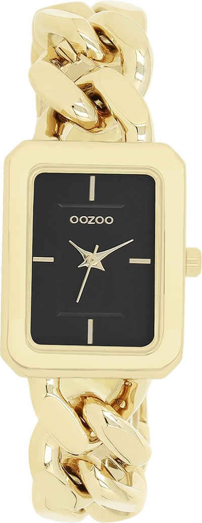 OOZOO Quarzuhr Oozoo Damen Armbanduhr Timepieces Analog, Damenuhr rechteckig, groß (ca. 31x24mm) Metallarmband, Fashion-Style