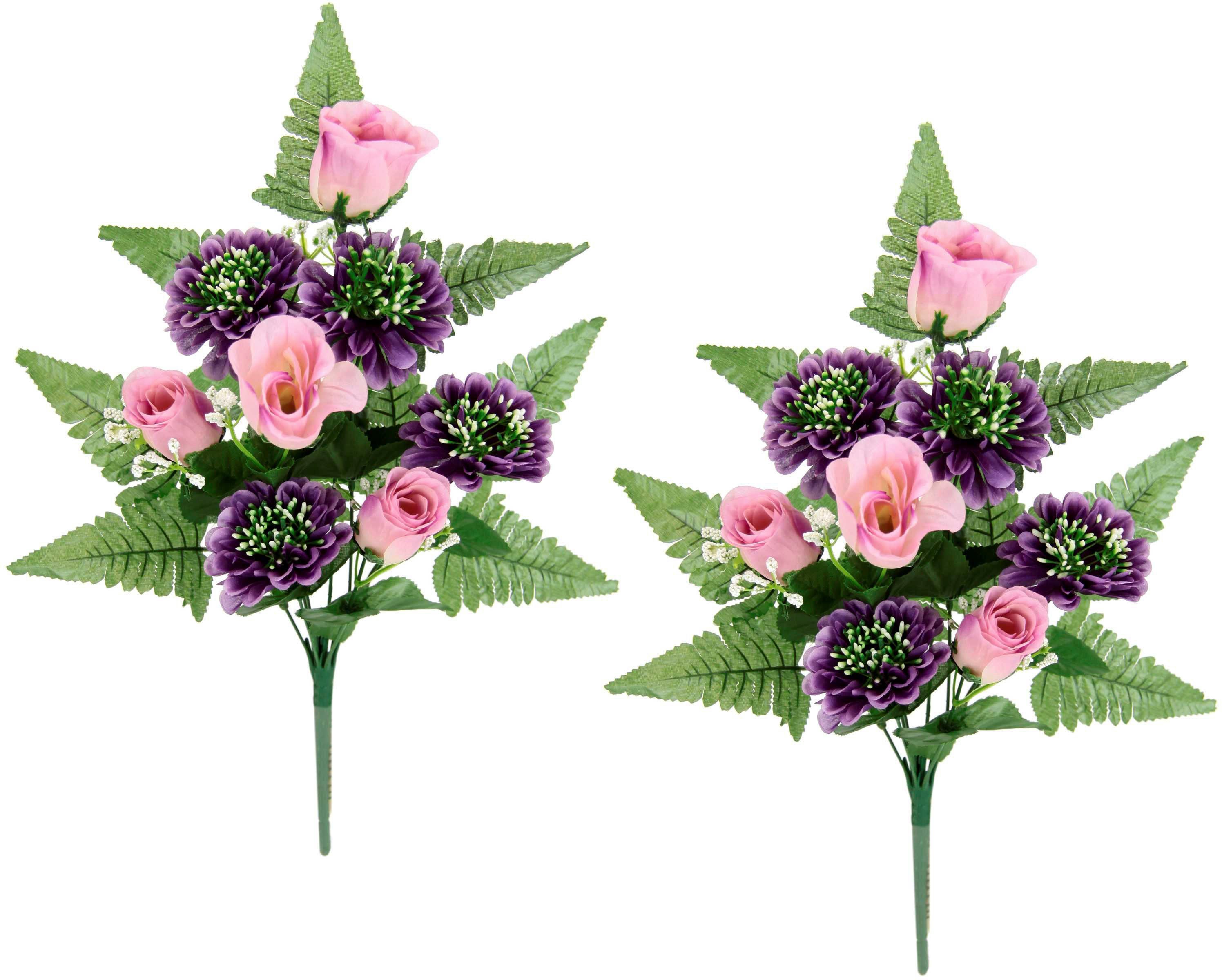 Kunstblume Bouquet Rosen und Gerbera zum Legen, I.GE.A., Höhe 45 cm, 2er Set Kunstblumenstrauß
