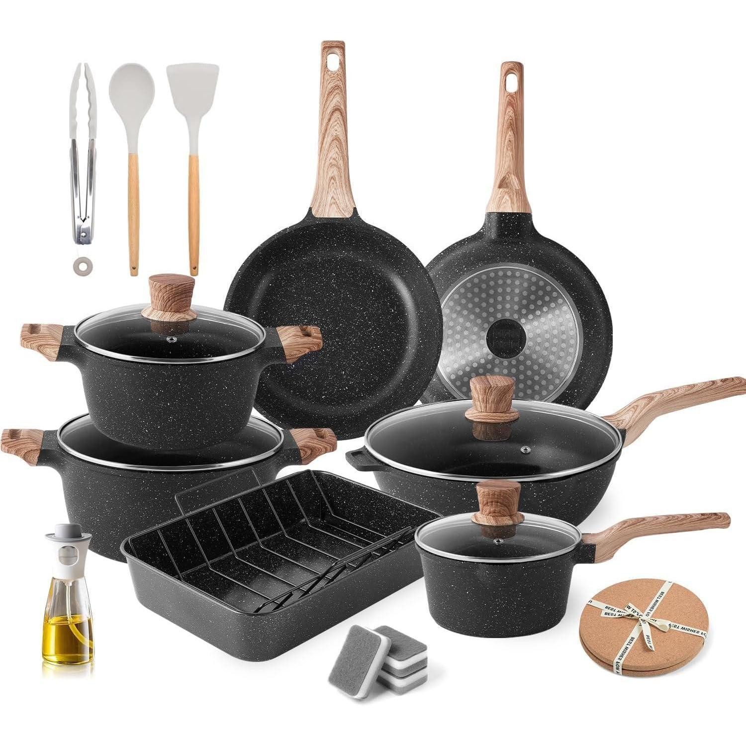 LuxusKollektion Pfannen-Set Induktion Töpfe und Pfannen Set Granit Antihaftbeschichtung Küche