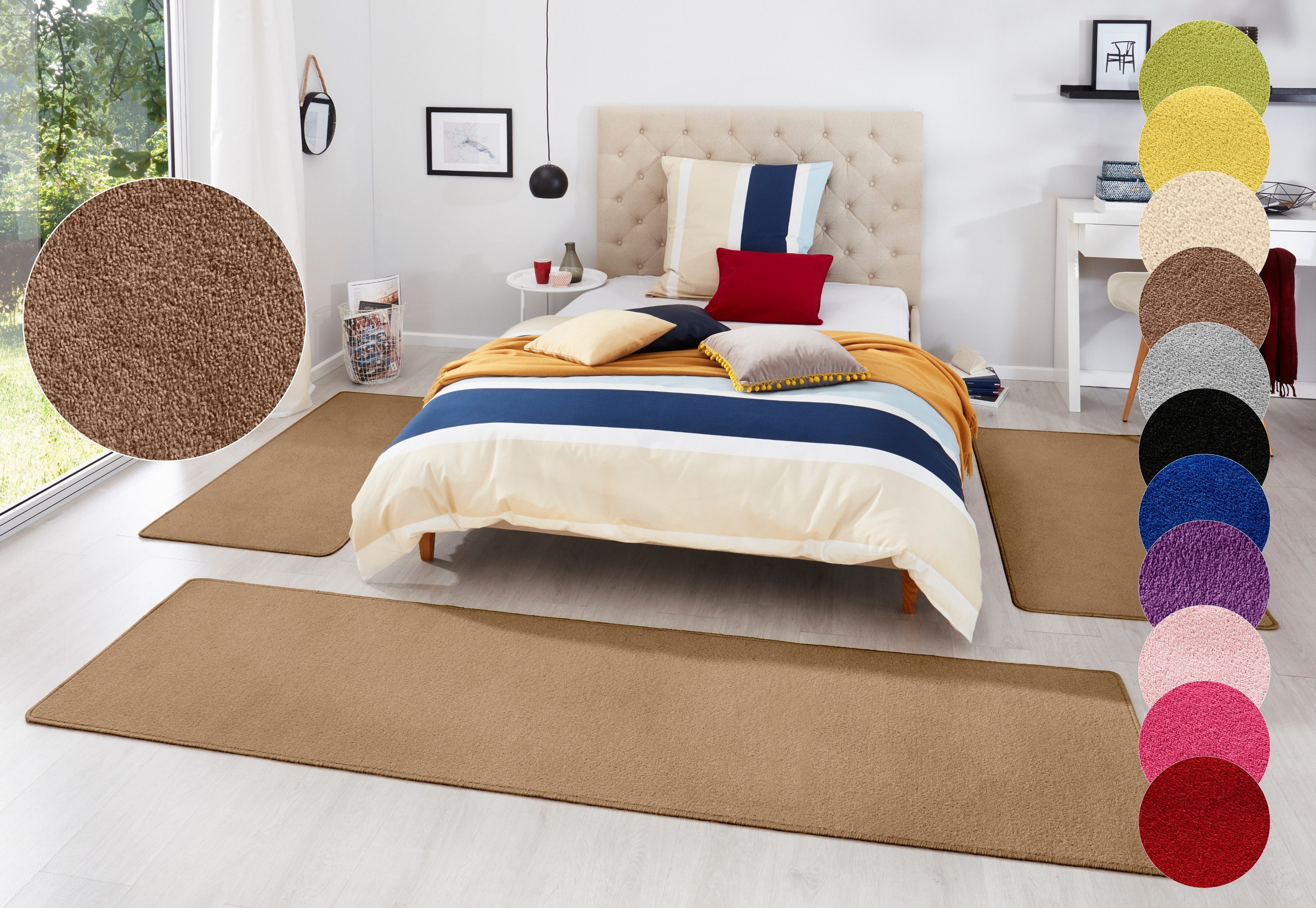 HANSE Home Bettumrandung Fancy, Höhe 7 mm, (3-tlg), Unifarben, Bettvorleger günstig online kaufen