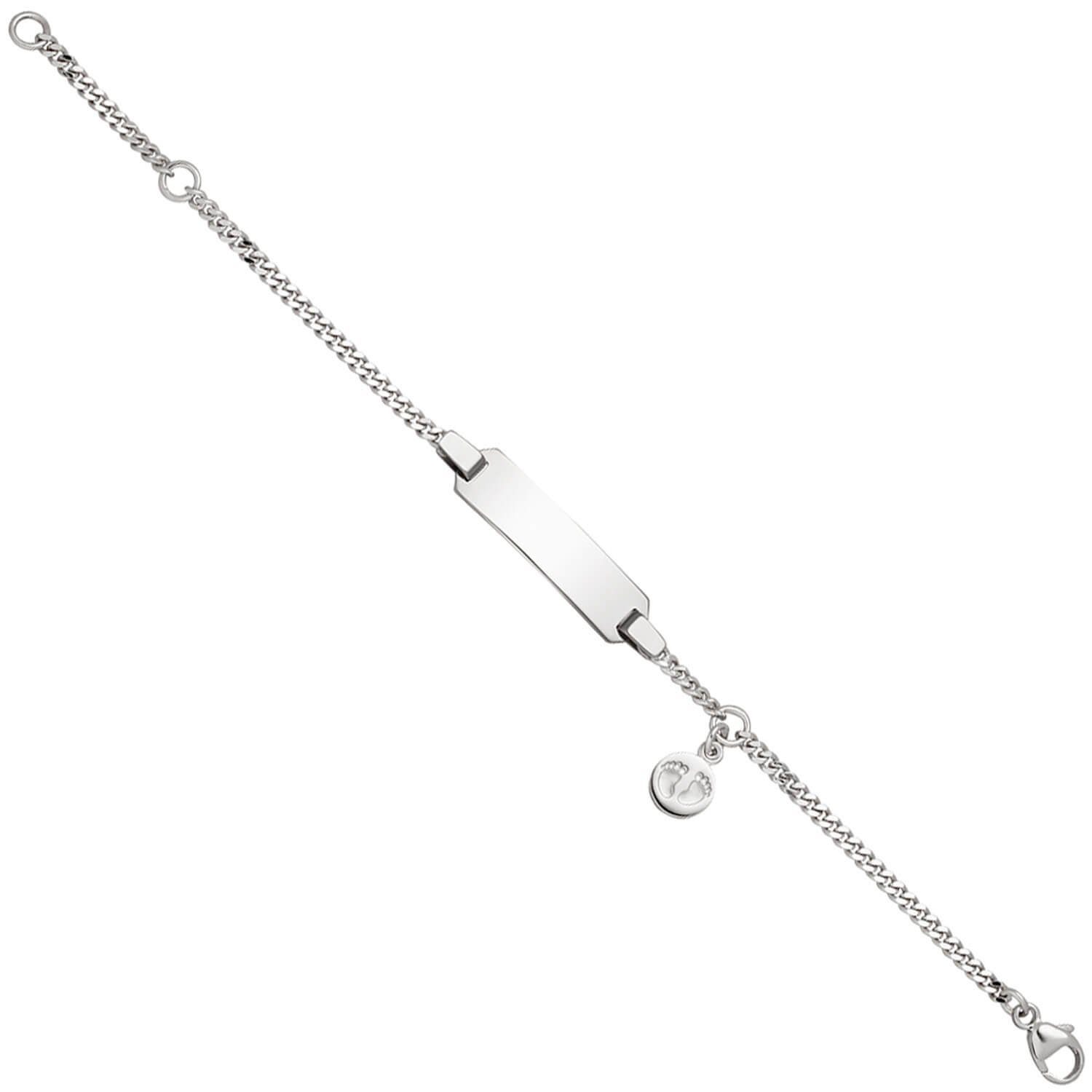 Schmuck Krone Panzerarmband Schildband Babyfüße Panzerkette 14cm 925 Silber, Silber 925