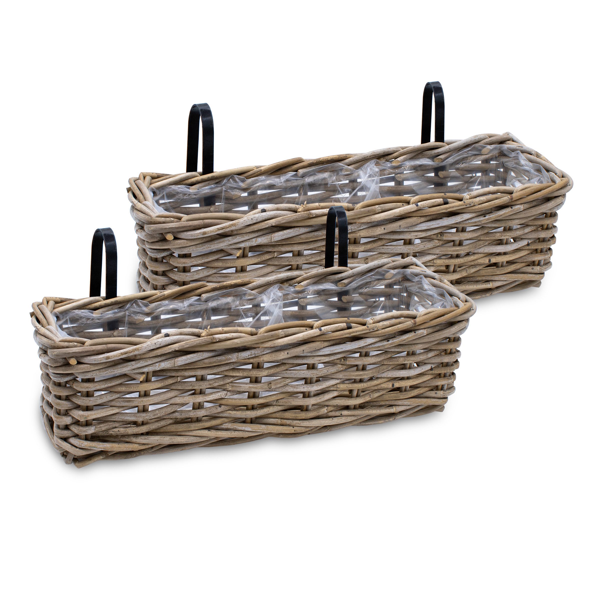 Spetebo Balkonkasten Rattan Balkonkasten natur (Set, 2 St., Holz Blumenkast günstig online kaufen
