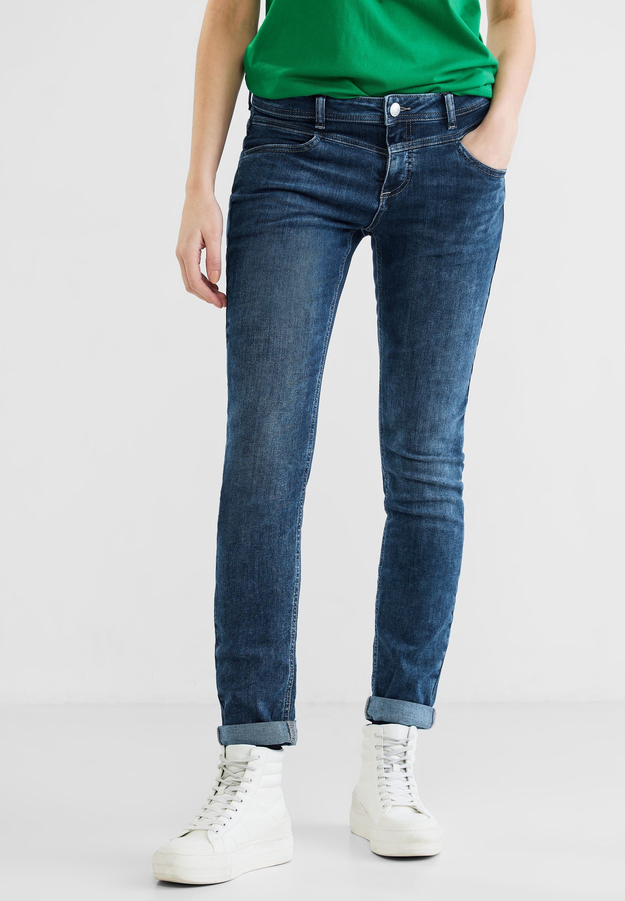 One Used Basic in Vorhanden, Casual Bequeme Deep (1-tlg) Denimstyle dunklen Jeans Fit einer Street Street Indigo Jeans Jane Hose Waschung Nicht in Wa von Jeans ONE STREET One,