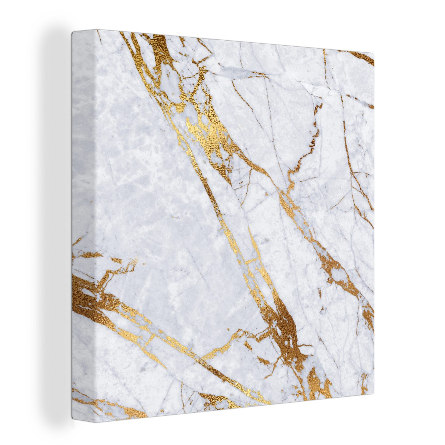 OneMillionCanvasses® Leinwandbild Marmor - Muster - Gold, (1 St), Leinwand Bilder für Wohnzimmer Schlafzimmer