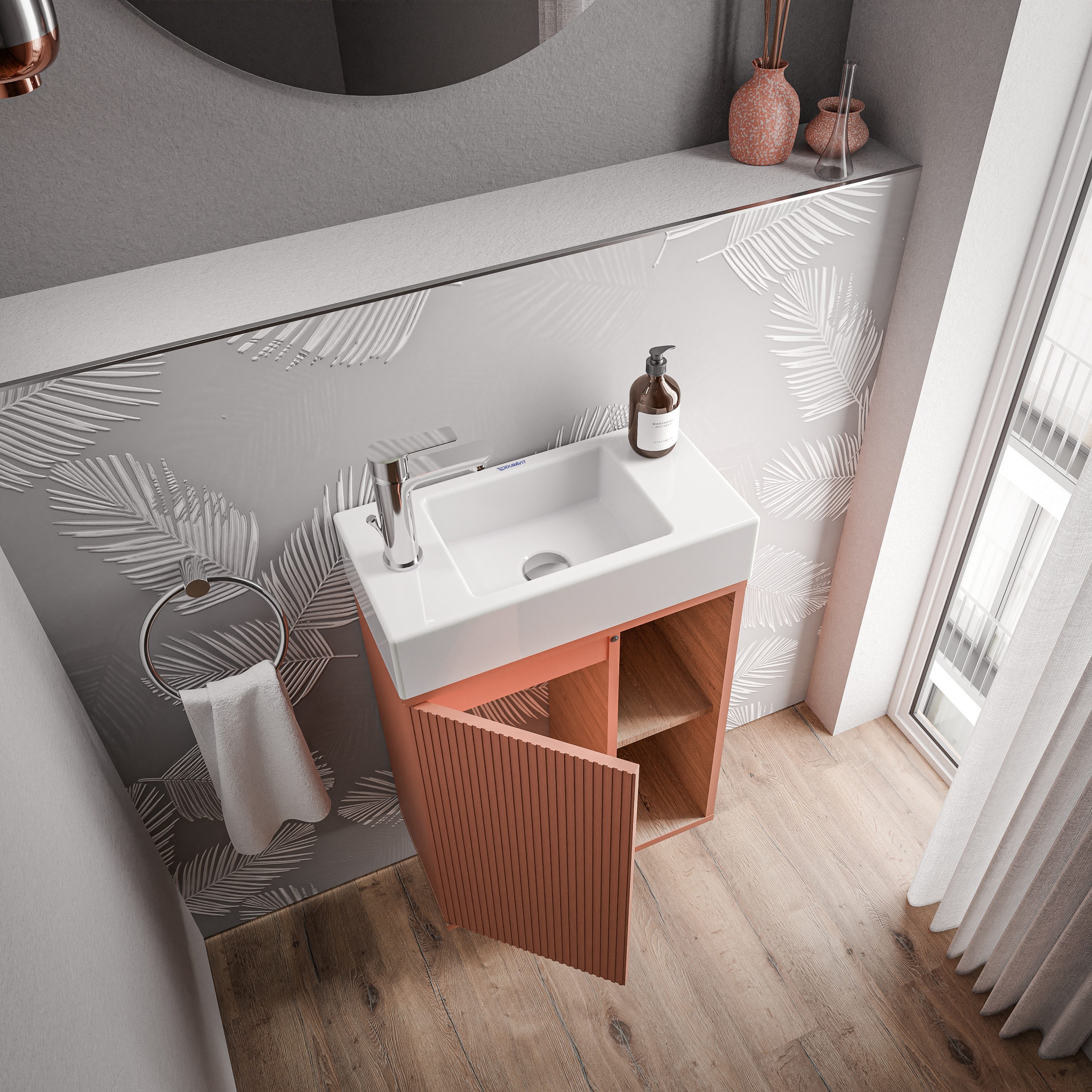 Bernstein Badmöbel-Set BELDIVO, (mit Waschbecken DURAVIT, günstig online kaufen