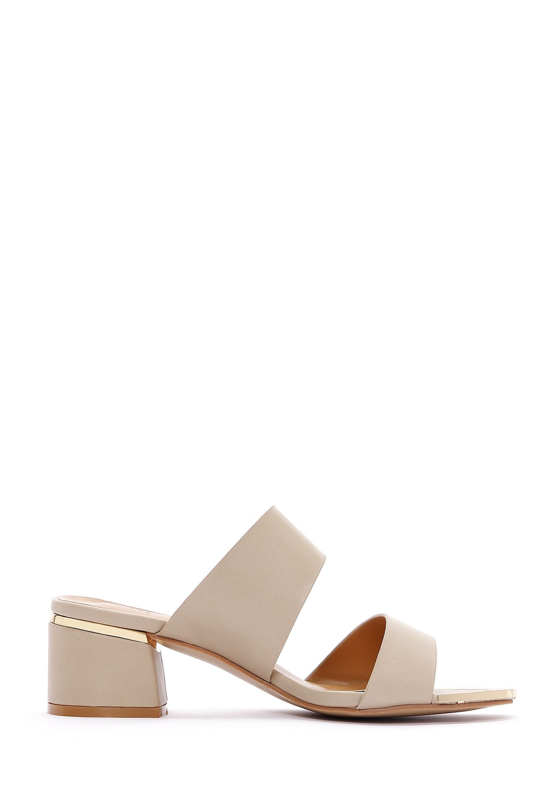 Derimod Mules aus Kunstleder mit mittelhohem Absatz Mules Kunstleder, Slip-on-Passform, Blockabsatz, Metallic-Detail