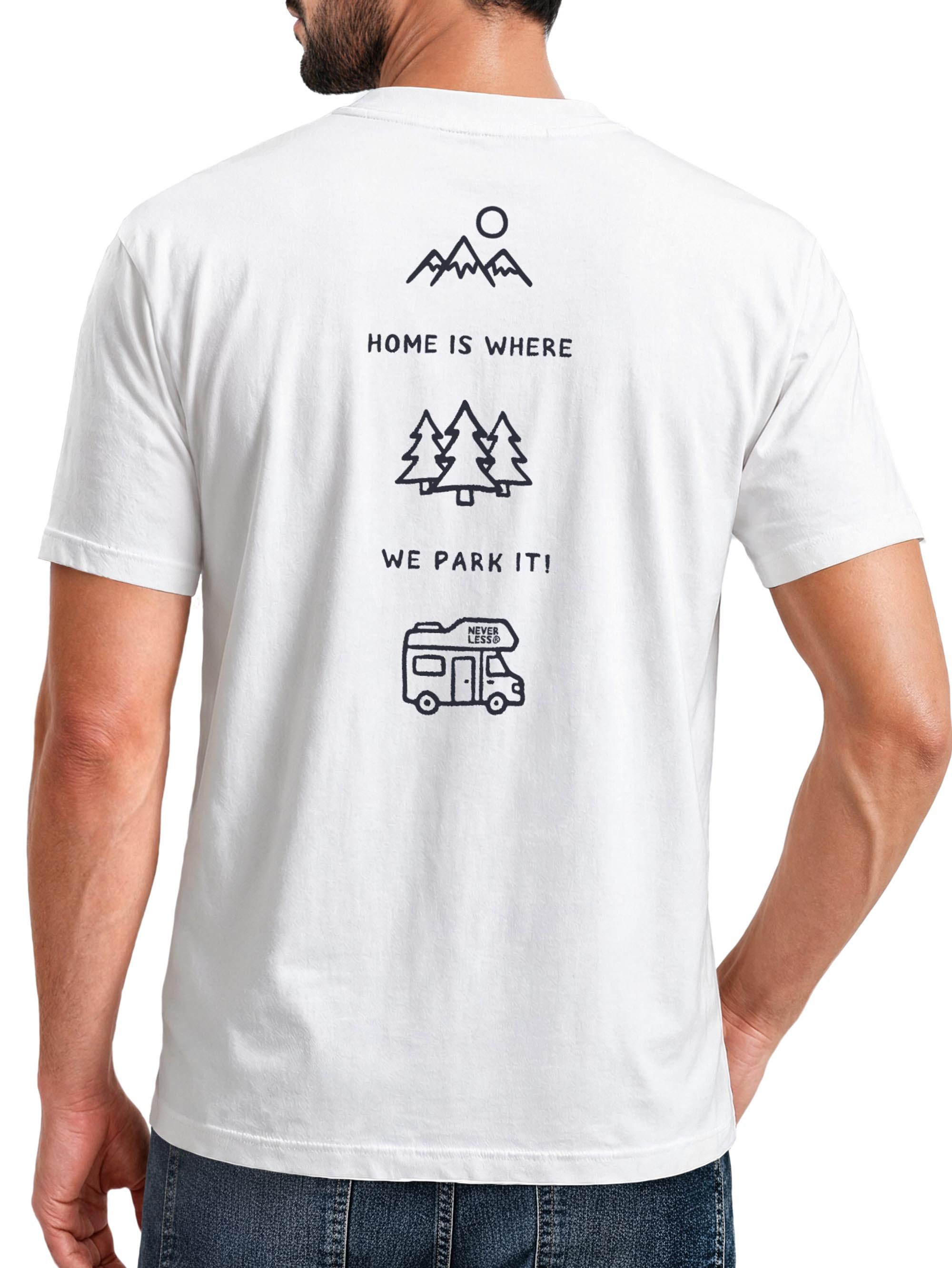 Print-Shirt Herren T-Shirt Backprint - Minimalistic Camping Design -